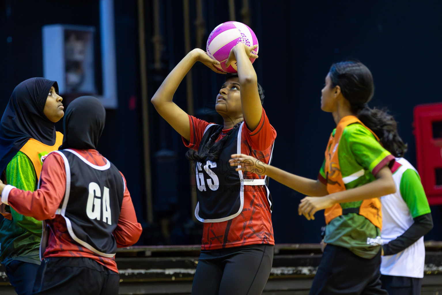 Fionti A team vs AIS Netball Academy in Day 3 of 3rd Netball Junior Championship, held at Social Center on Wednesday 22nd January 2025 . Photos: Shuu Abdul Sattar / images.mv