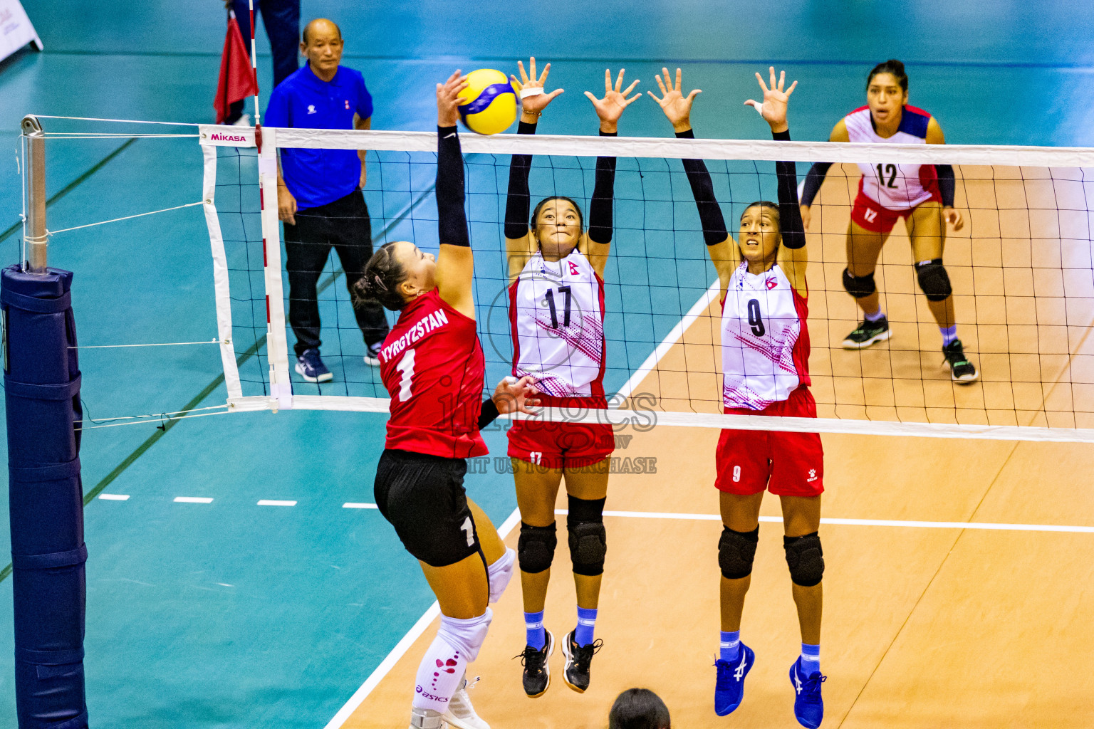 Nepal vs Kyrgyzstan in Day 2 of CAVA U20 Woman's Volleyball Championship 2024 was held in Social Center, Male', Maldives on 19th July 2024. Photos: Nausham Waheed / images.mv