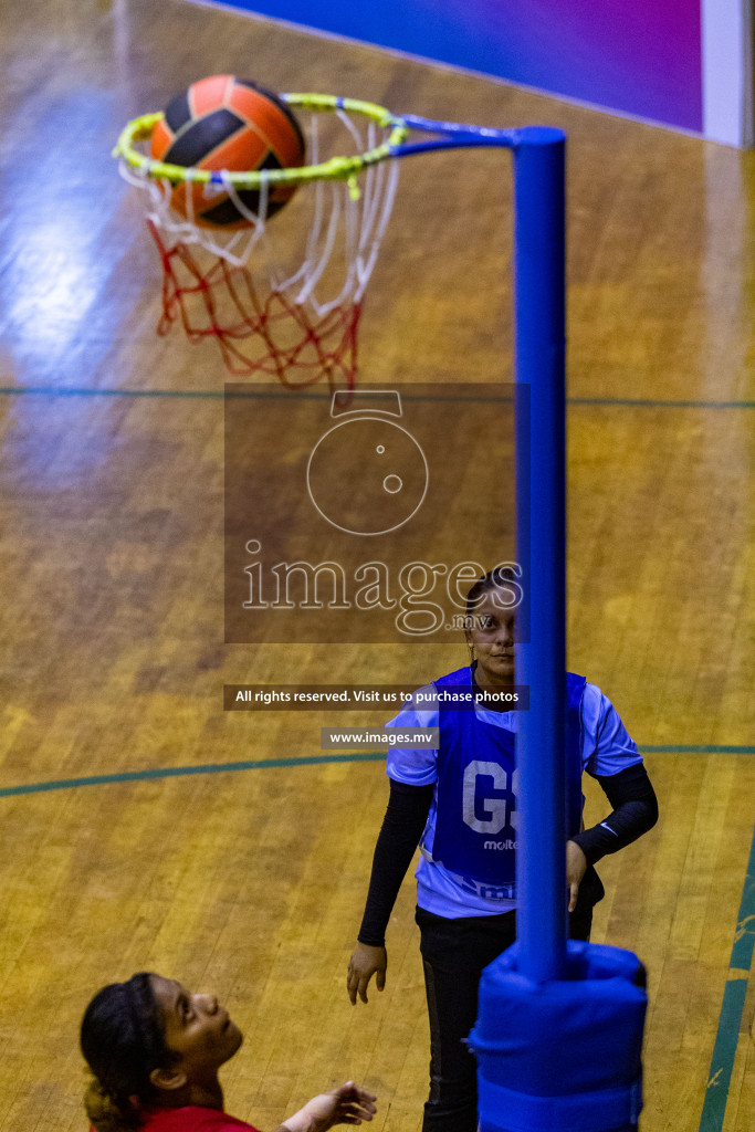 Lorenzo Sports Club vs Vyansa in the Milo National Netball Tournament 2022 on 18 July 2022, held in Social Center, Male', Maldives. Photographer: Shuu, Hassan Simah / Images.mv