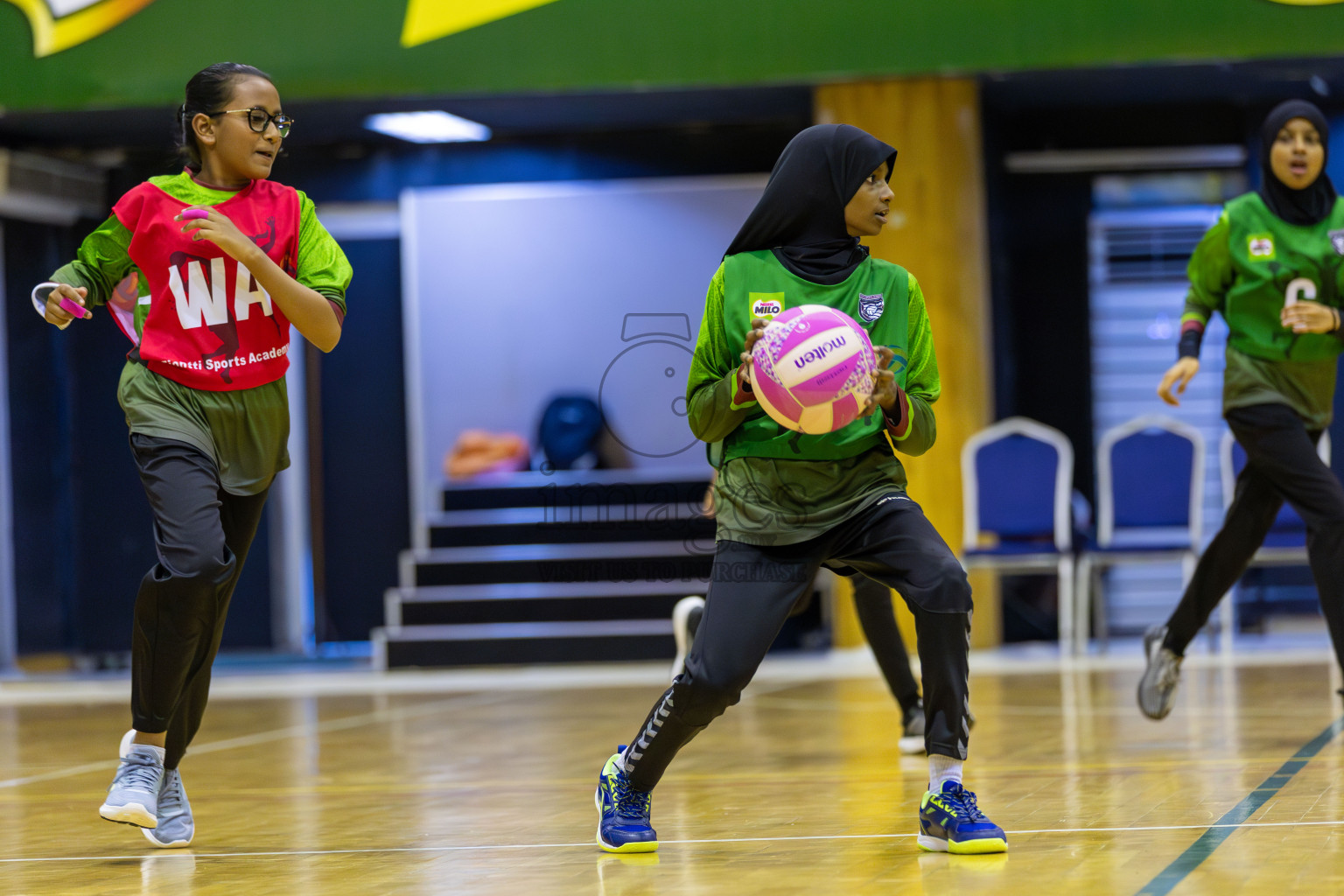 FIONTI Academy A vs Fionti SC in Day 3 of 3rd Netball Junior Championship, held at Social Center on Wednesday 22nd January 2025 . Photos: Shuu Abdul Sattar / images.mv