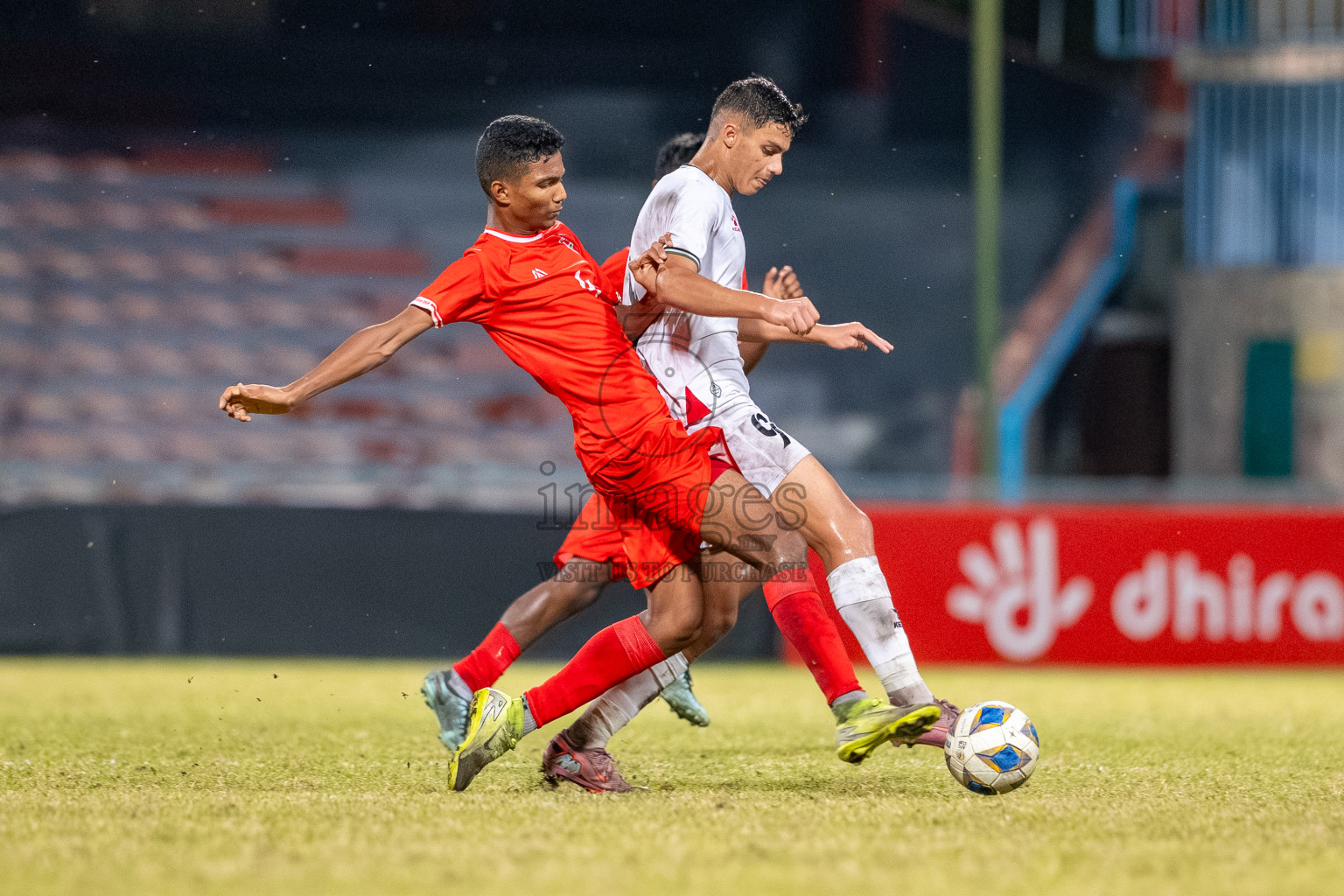 Maldives vs Palestine in the second under 17 friendly held in National Football Stadium, Male', Maldives on Saturday, 15 November 2025. 
Photos: Mohamed Mahfooz Moosa / Images.mv