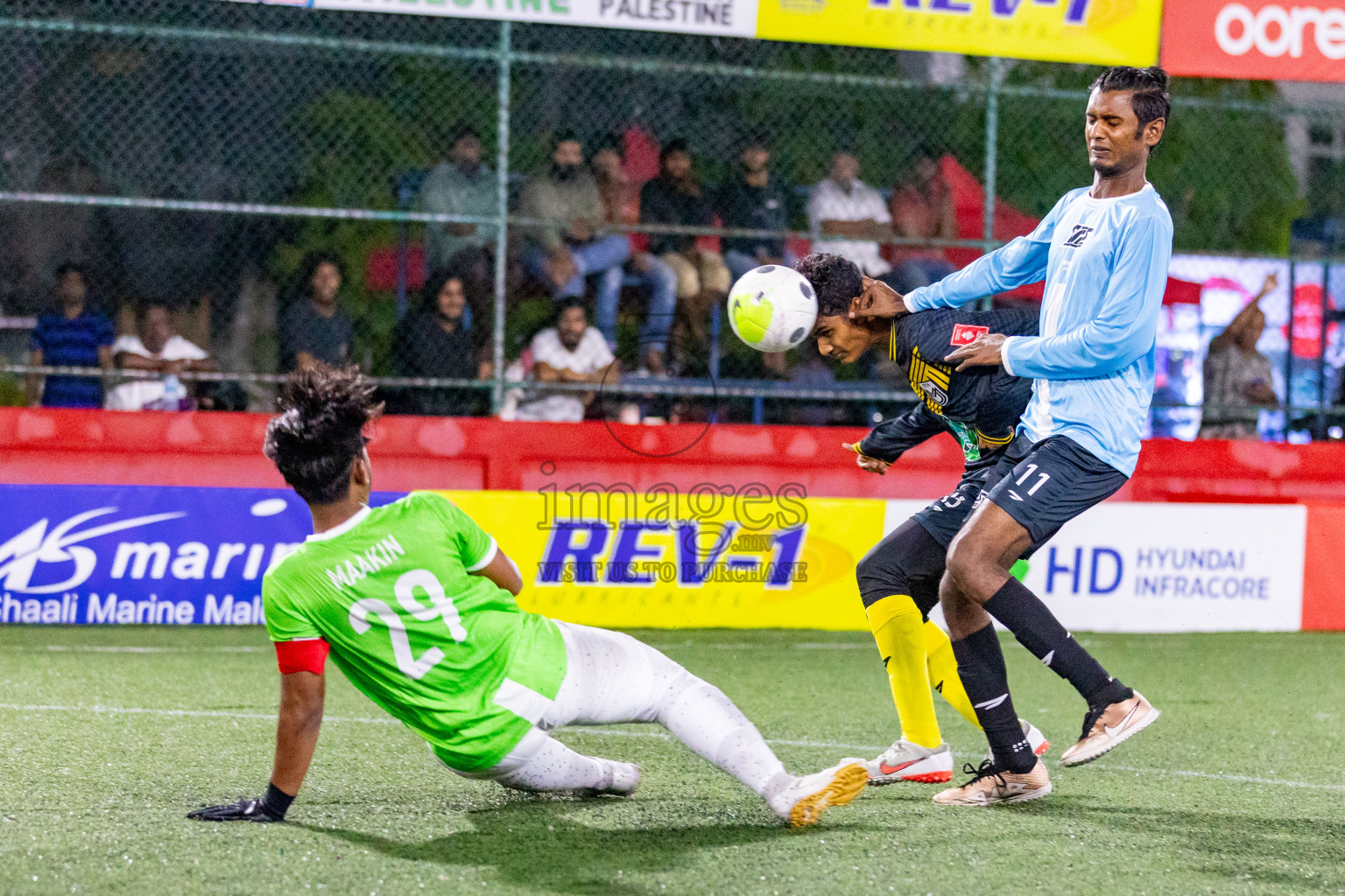 F Magoodhoo vs F Feeali in Day 17 of Golden Futsal Challenge 2024 was held on Wednesday, 31st January 2024, in Hulhumale', Maldives Photos: Hassan Simah / images.mv