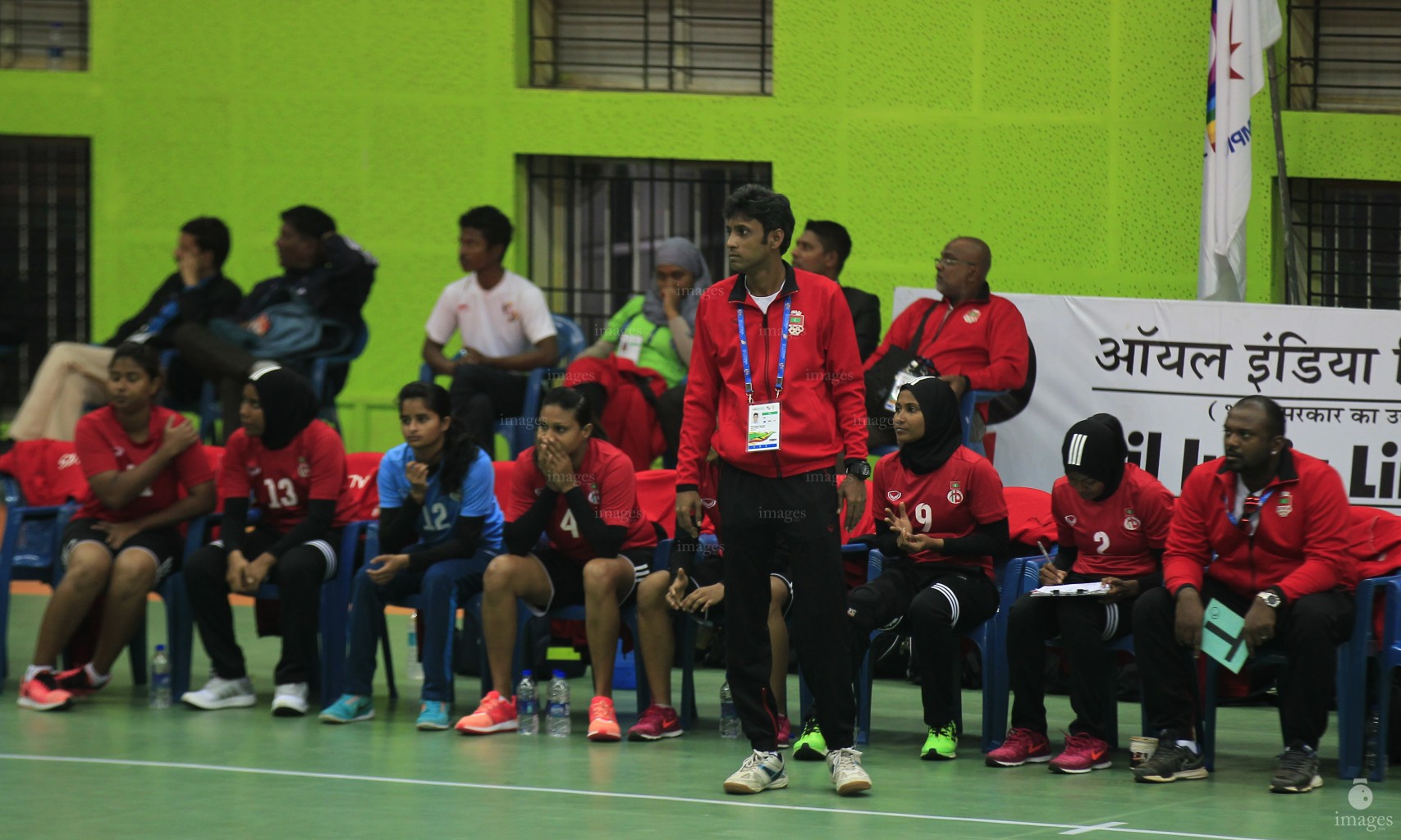 Maldives handball team played against Bangladesh in the South Asian Games, Guwahati, India, India, Saturday, February 13, 2016. (Images.mv Photo: Mohamed Ahsan)
