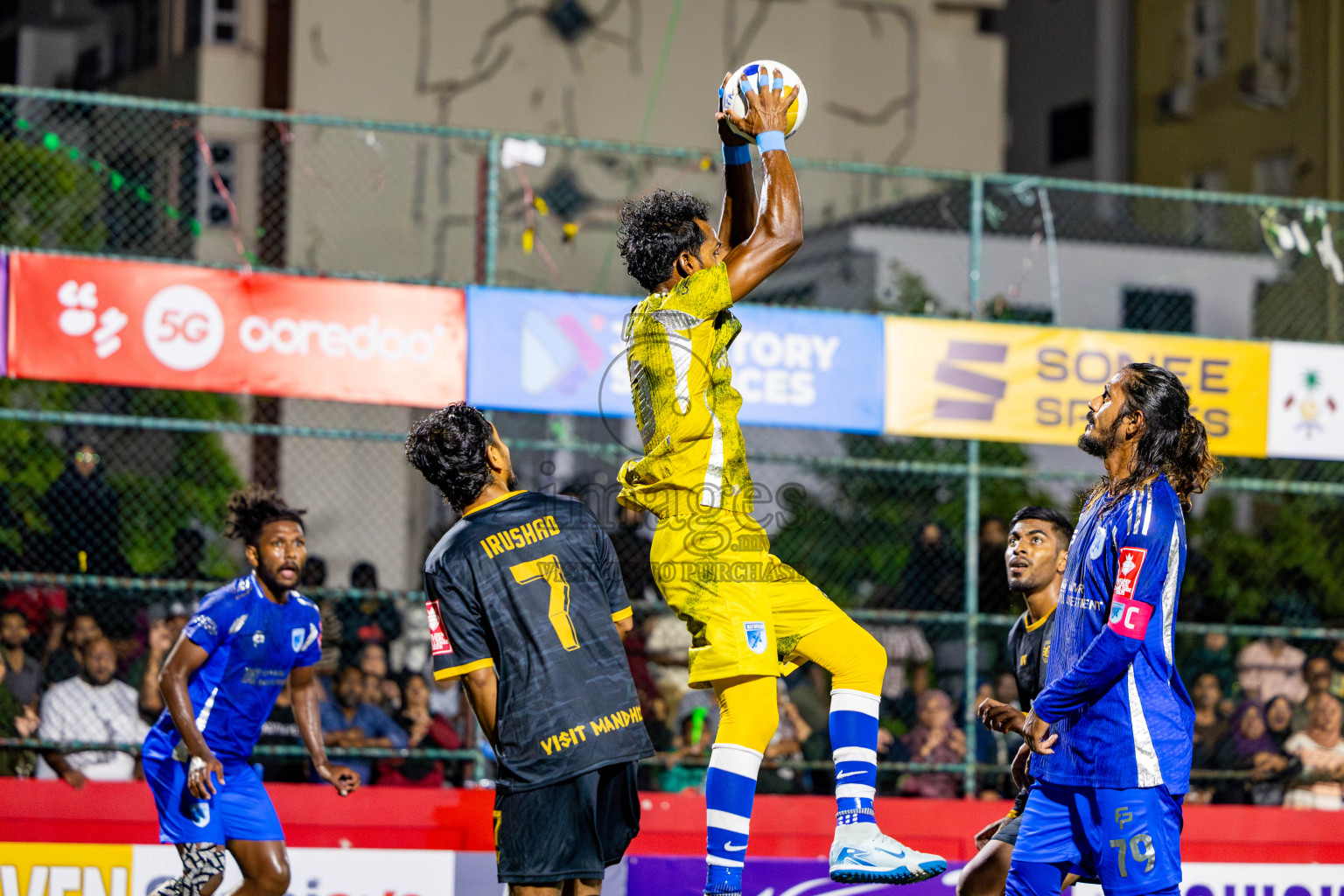 ADh Mandhoo vs AA Mathiveri in zone round Day 30 of Golden Futsal Challenge 2025 was held on Monday , 3rd February 2025, in Hulhumale', Maldives. Photos: Nausham Waheed / images.mv