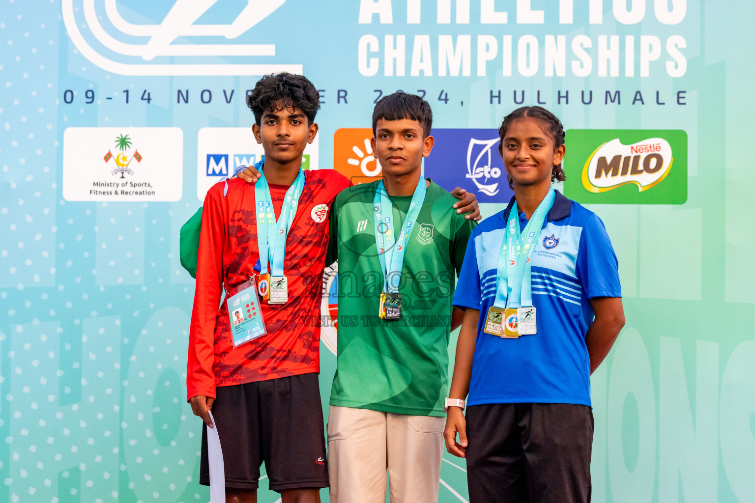 Day 6 of MWSC Interschool Athletics Championships 2024 held in Hulhumale Running Track, Hulhumale, Maldives on Thursday, 14th November 2024. Photos by: Nausham Waheed / Images.mv