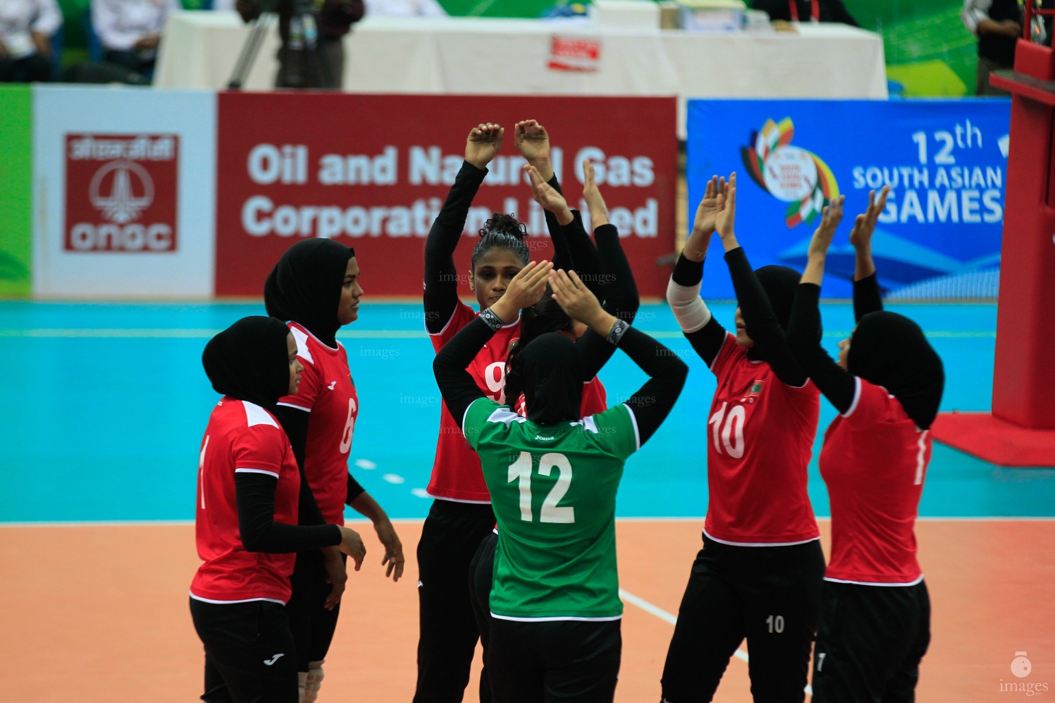 Maldives Volleyball Women's team played against Nepal in the bronze match in the South Asian Games in Guwahati, India, Tuesday, February. 09, 2016.  Maldives lost the game in straight sets 3 -0. (Images.mv Photo/ Hussain Sinan).
