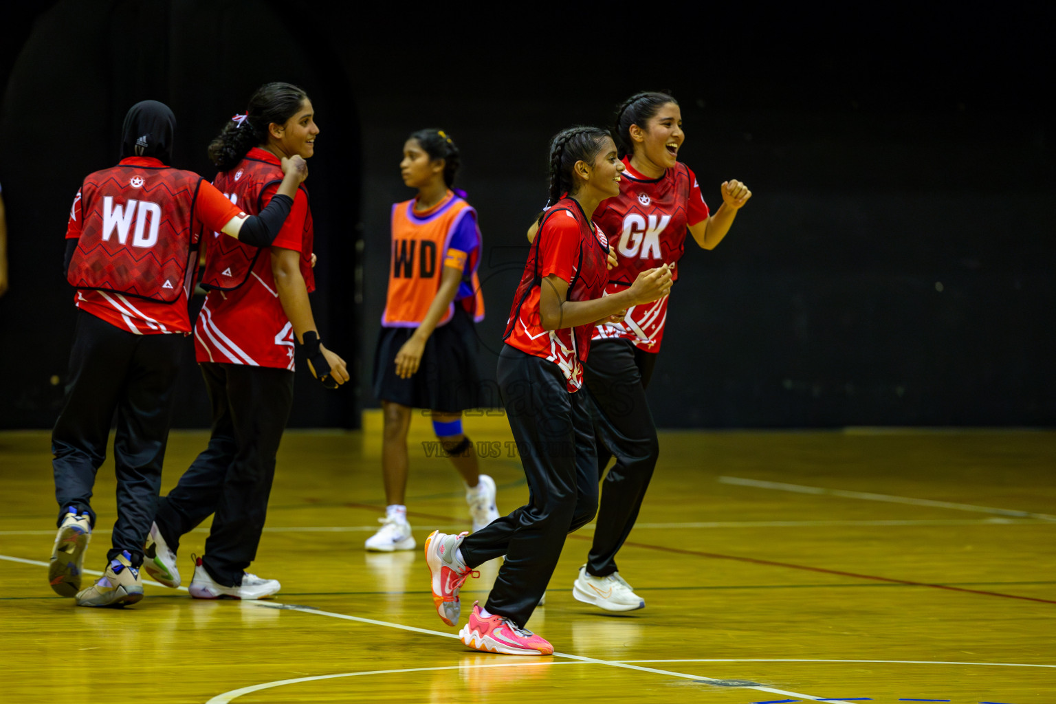 Iskandhar School vs Ghiyasuddin International School in the U15 Finals of Inter-school Netball Tournament held in Social Center at Male', Maldives on Monday, 26th August 2024. Photos: Hassan Simah / images.mv