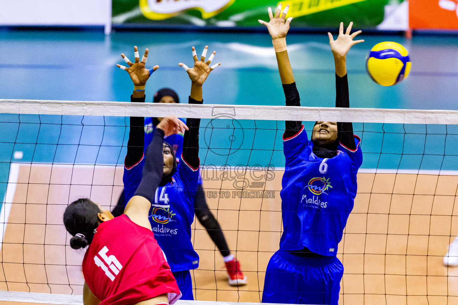 Nepal vs Maldives in Third Place Match of CAVA U20 Woman's Volleyball Championship 2024 was held in Social Center, Male', Maldives on 23rd July 2024. Photos: Nausham Waheed / images.mv