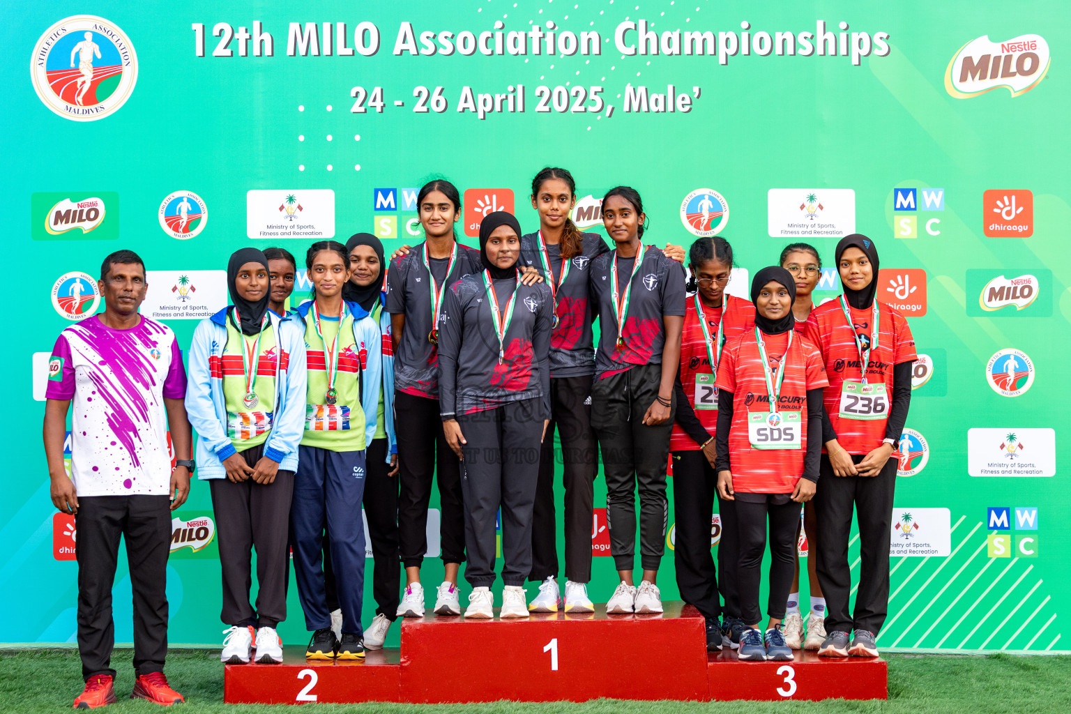 Day 2 of 12th Milo Association Championships was held in Ekuveni Track at Male', Maldives on Friday, 25th April 2025. Photos: Hassan Simah / images.mv
