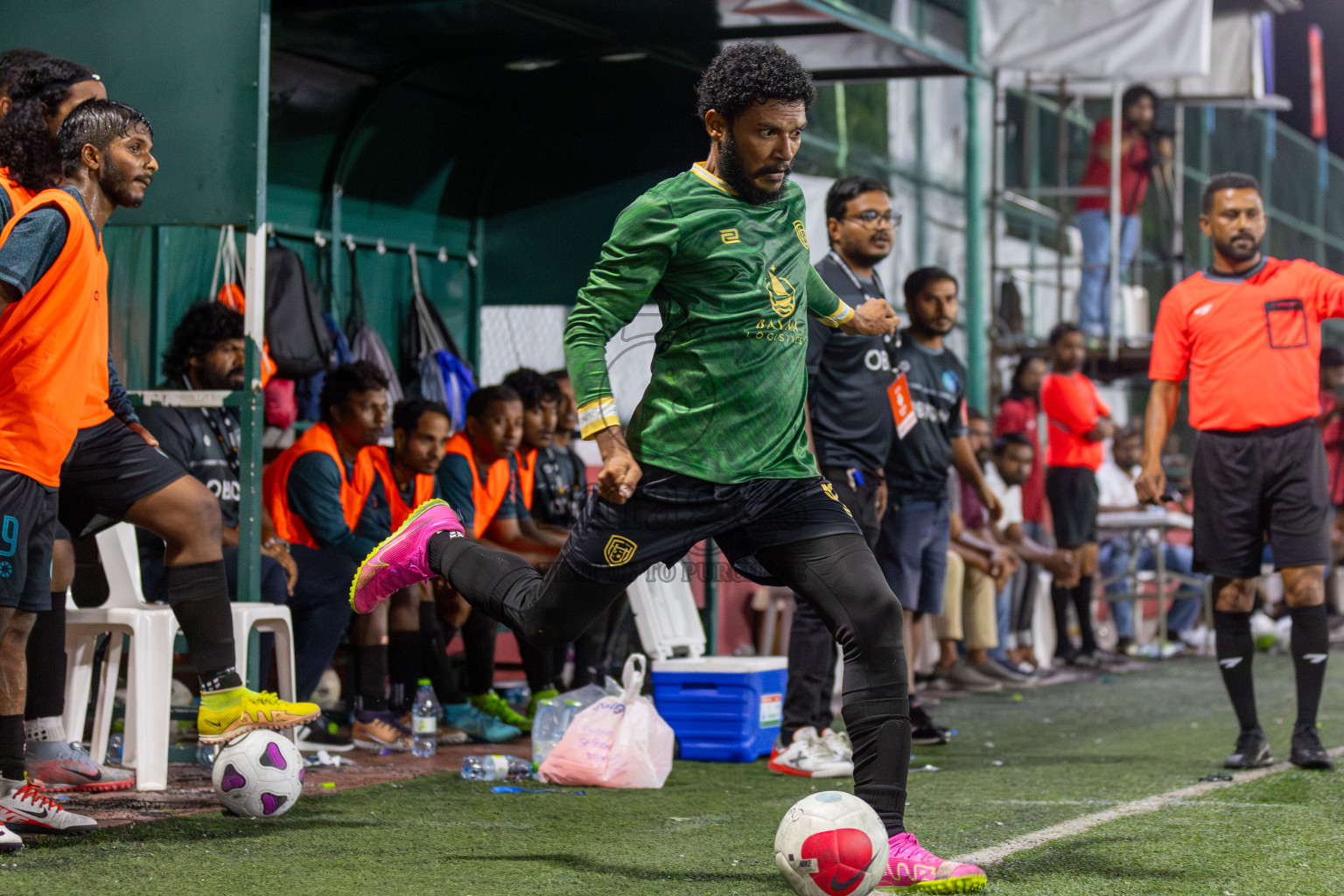 Sh Feevah vs Sh Feydhoo in Day 5 of Golden Futsal Challenge 2024 was held on Friday, 19th January 2024, in Hulhumale', Maldives Photos: Mohamed Mahfooz Moosa / images.mv