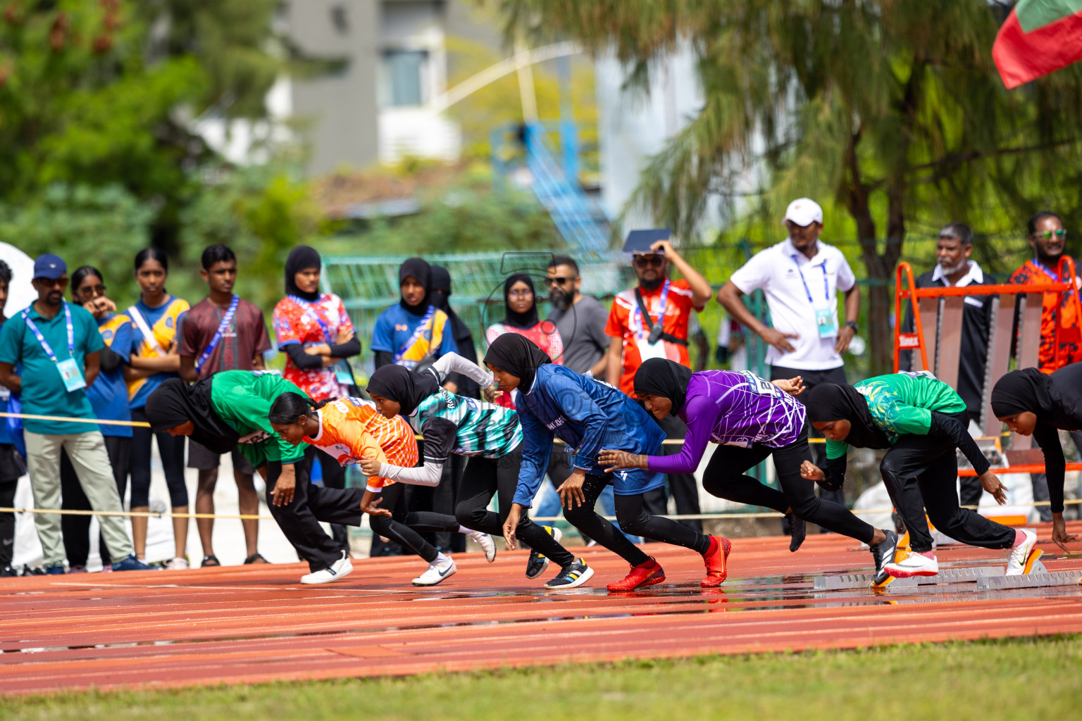 Day 1 of MWSC Interschool Athletics Championships 2024 held in Hulhumale Running Track, Hulhumale, Maldives on Saturday, 9th November 2024. 
Photos by: Ismail Thoriq / images.mv