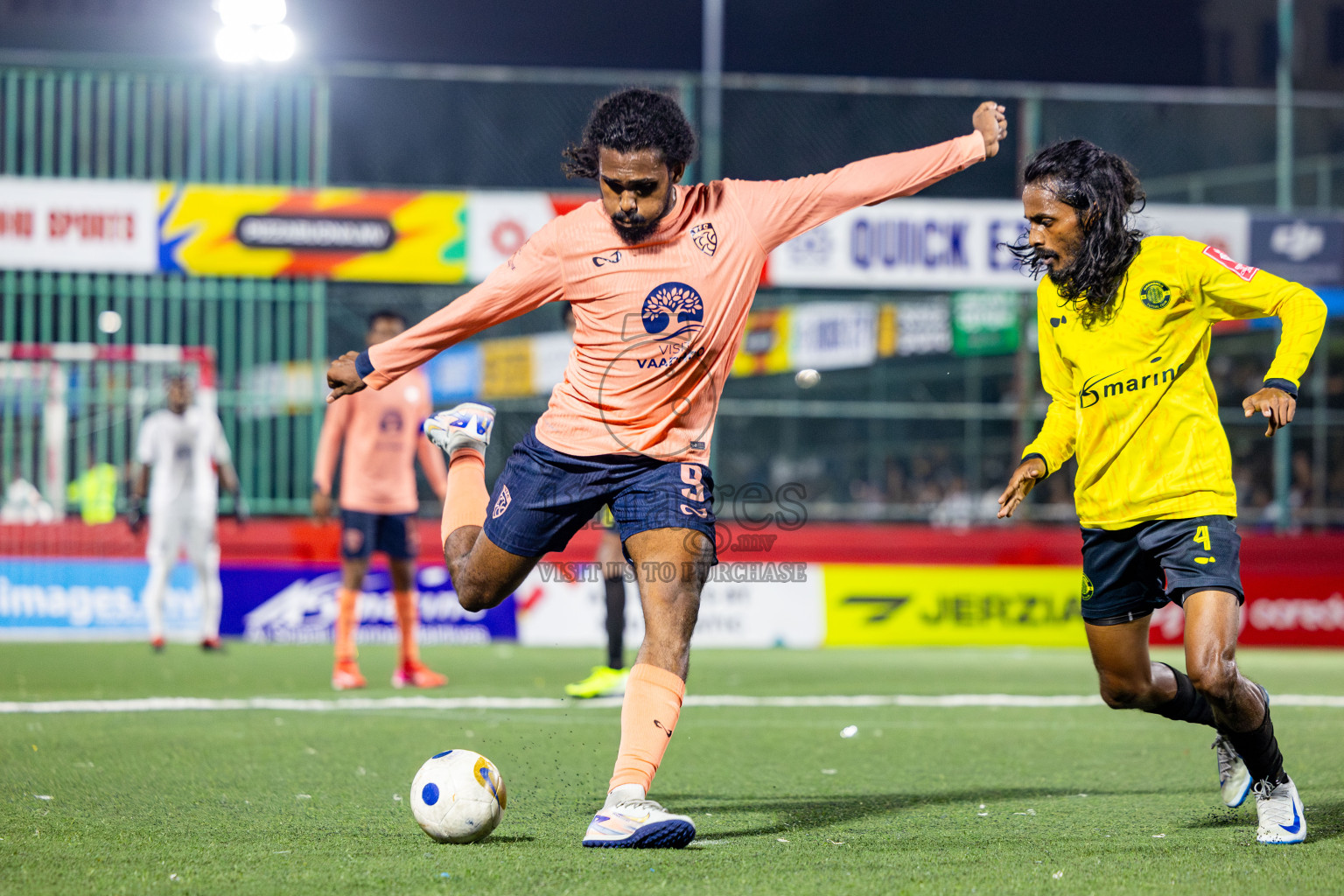 GDh Vaadhoo vs GDh Gadhdhoo in Gaafu Dhaal Atoll Final in Day 24 of Golden Futsal Challenge 2025 was held on Tuesday , 28th January 2025, in Hulhumale', Maldives. Photos: Nausham Waheed / images.mv