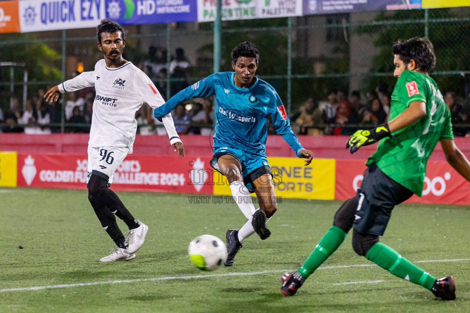 M. Kolhufushi vs M. Muli in Day 19 of Golden Futsal Challenge 2024 was held on Friday, 2nd February 2024 in Hulhumale', Maldives 
Photos: Hassan Simah / images.mv