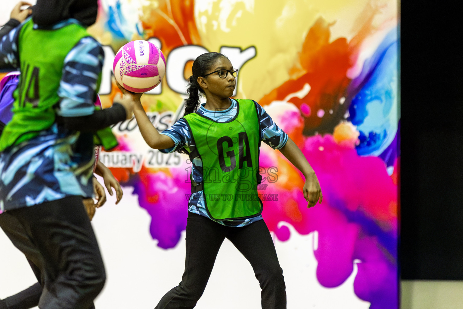 High Fluers vsN Sports Academy in Day 5 of 3rd Netball Junior Championship, held at Social Center on Thursday 23rd January 2025 . Photos: Shuu Abdul Sattar / images.mv