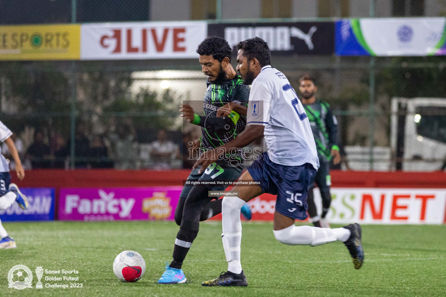 Sh. Feevah vs Sh. Lhaimagu in Day 4 of Golden Futsal Challenge 2023 on 08 February 2023 in Hulhumale, Male, Maldives