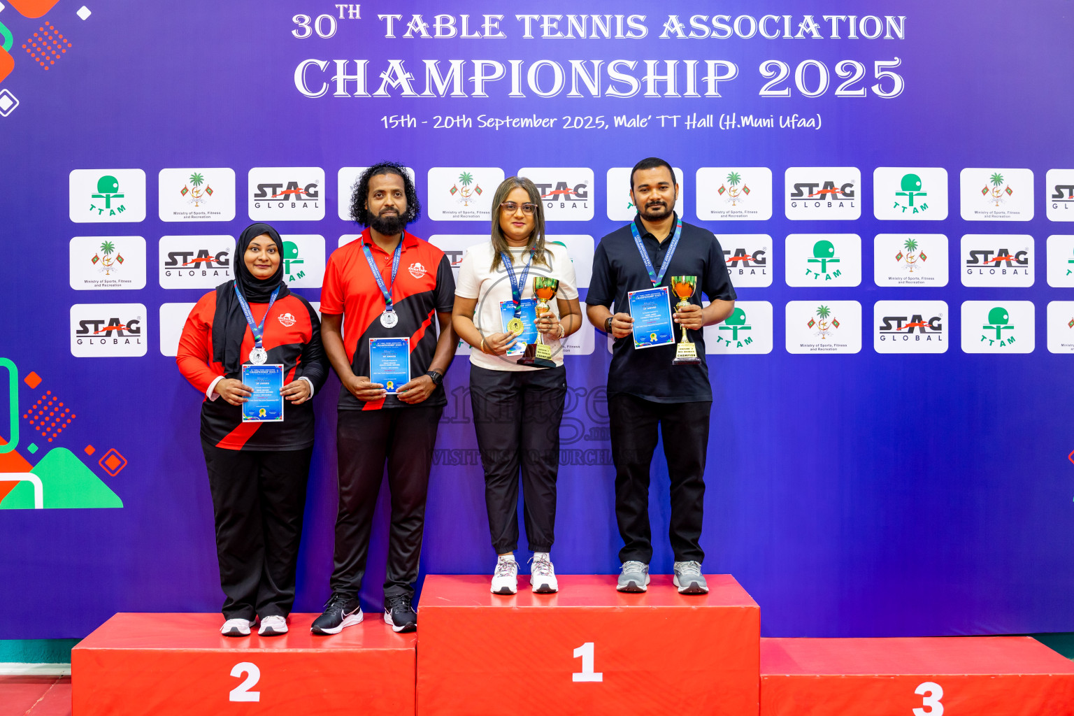 Finals of 30th Table Tennis Association Championship 2025 was held on Saturday, 20th September 2025 in Male' TT Hall, Male', Maldives. Photos: Nausham Waheed / images.mv