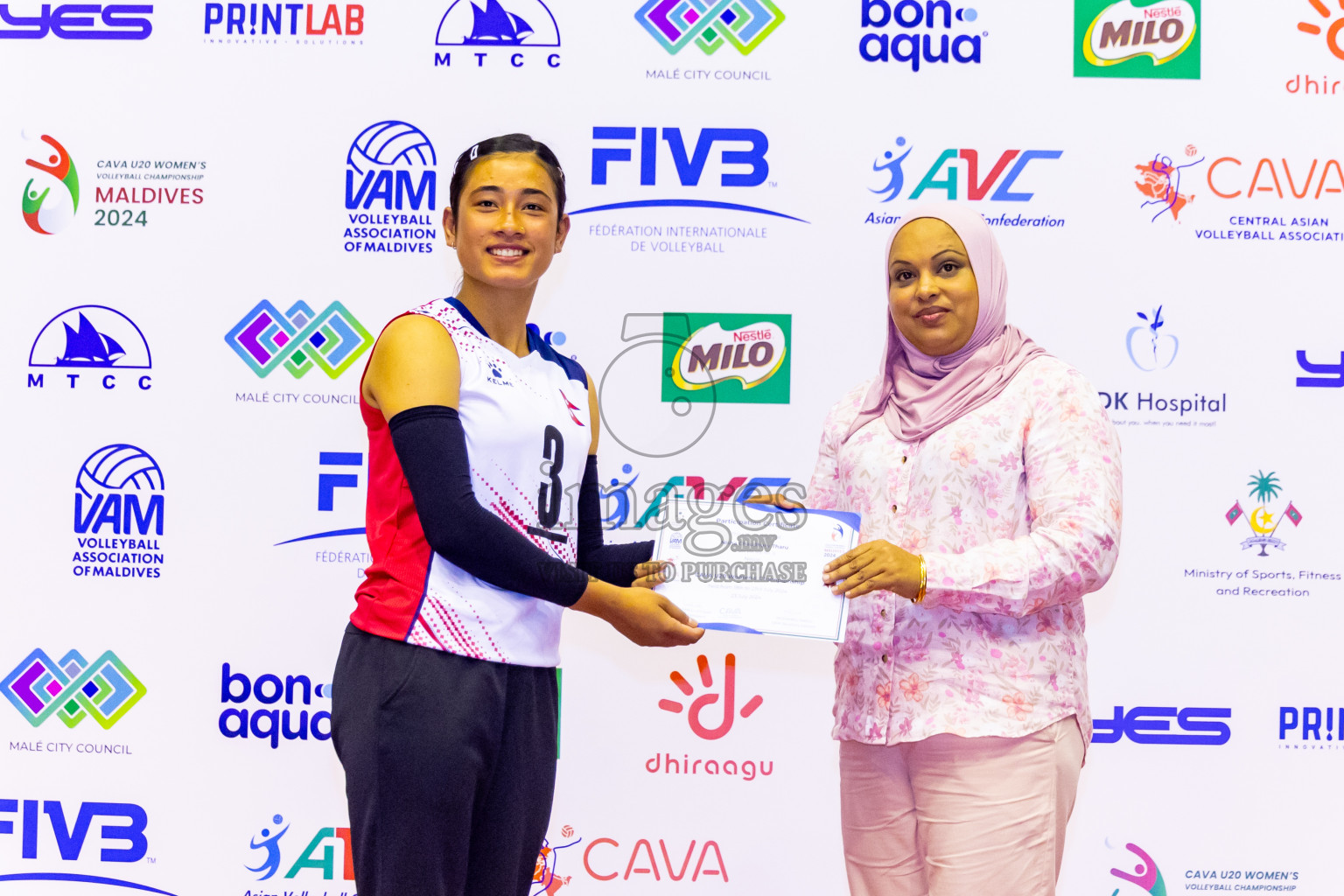 Kyrgyzstan vs Sri Lanka in Final of CAVA U20 Woman's Volleyball Championship 2024 was held in Social Center, Male', Maldives on 23rd July 2024. Photos: Nausham Waheed / images.mv