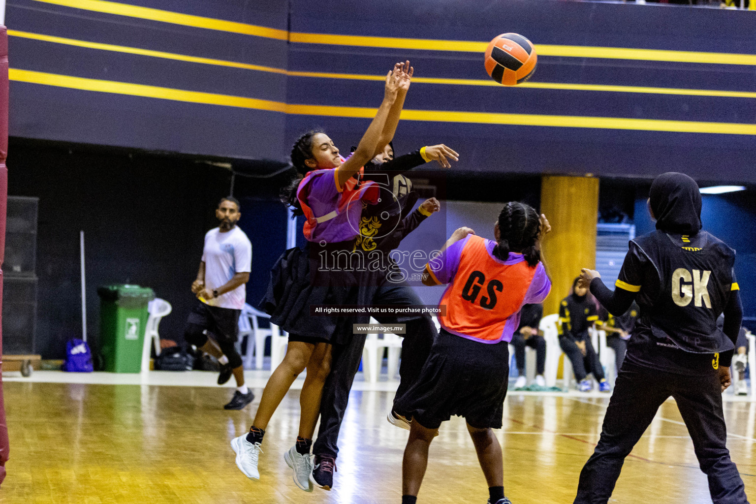 Day 9 of 24th Interschool Netball Tournament 2023 was held in Social Center, Male', Maldives on 4th November 2023. Photos: Hassan Simah / images.mv