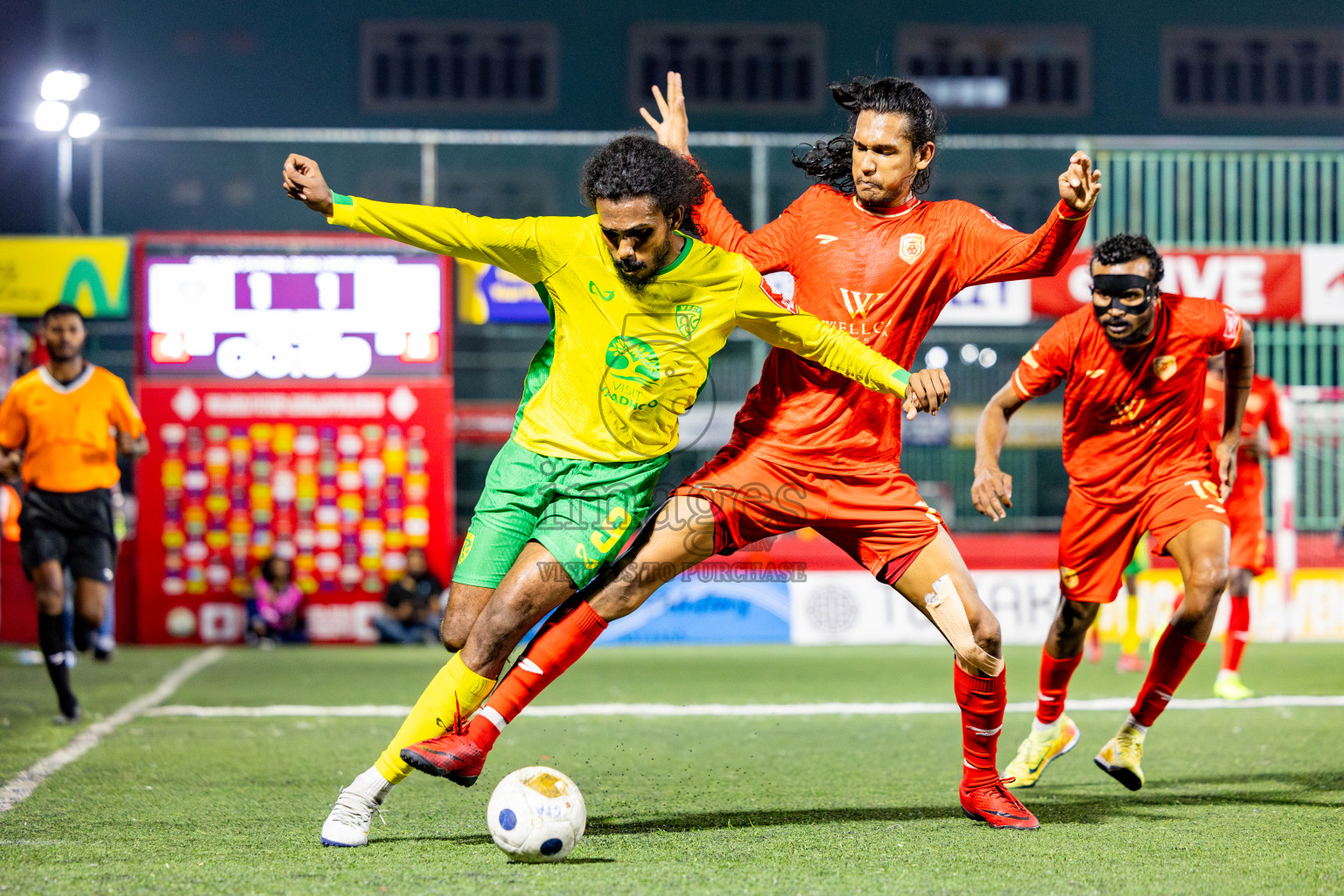 Gdh Vaadhoo vs GA Dhevvadhoo in zone round on Day 32 of Golden Futsal Challenge 2025 was held on Wednesday , 5th February 2025, in Hulhumale', Maldives. Photos: Nausham Waheed / images.mv
