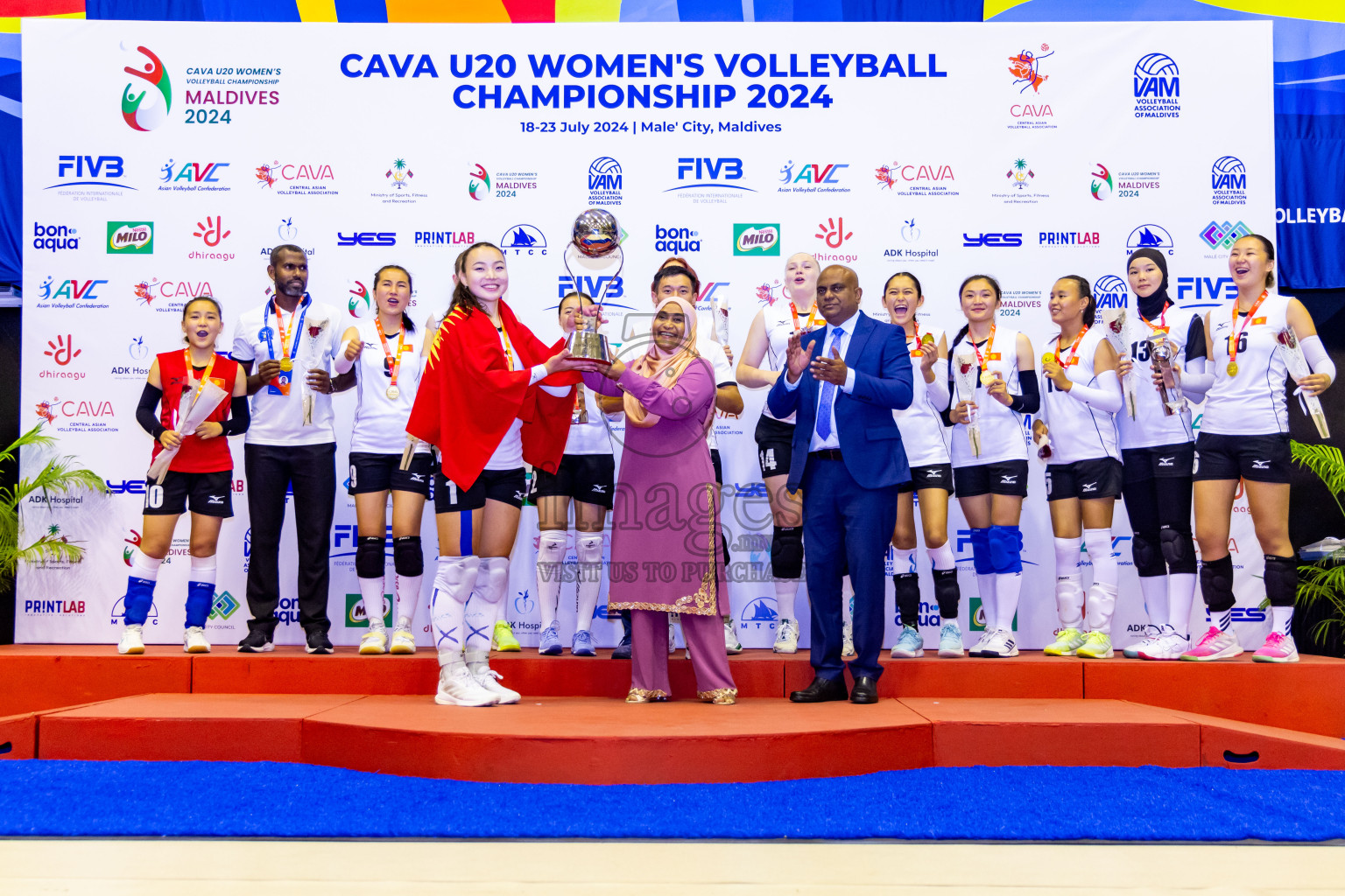 Kyrgyzstan vs Sri Lanka in Final of CAVA U20 Woman's Volleyball Championship 2024 was held in Social Center, Male', Maldives on 23rd July 2024. Photos: Nausham Waheed / images.mv