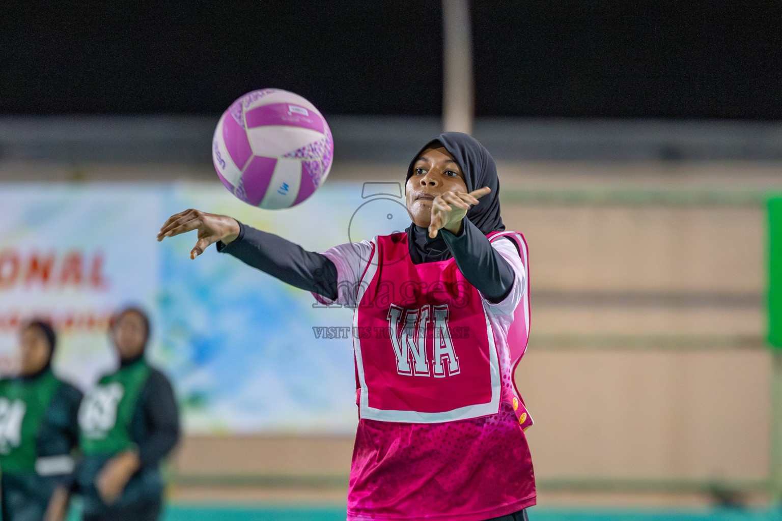 Xenith Sports Club vs N Sports Academy in Division 2 of National Netball Tournament 2025 held in Ekuveni Netball Court at Male', Maldives on Friday, 23rd May 2025. Photos: Mohamed Mahfooz Moosa / images.mv