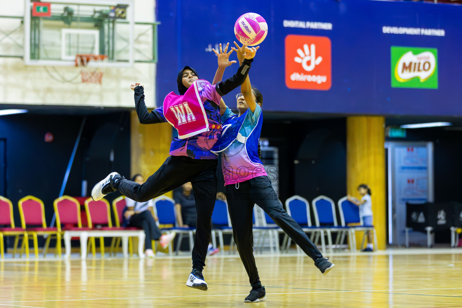 N Sports Academy A vs Young Netballers B in Day 1 of 3rd Junior Championship - Netball association of Maldives, held at Social Center on 19th January 2025 . Photos by Shuu Abdul Sattar