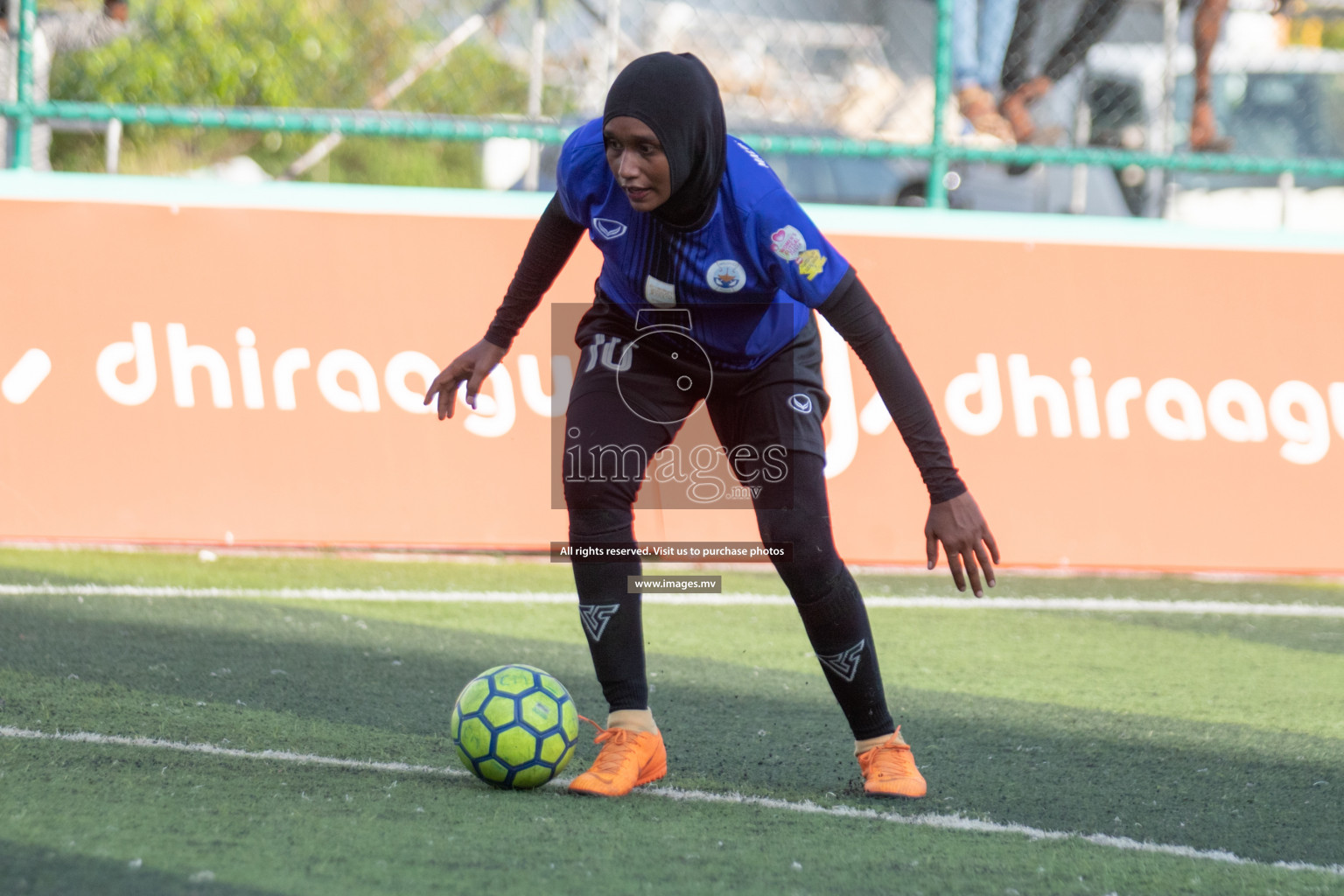 Maldives Ports Limited vs Dhivehi Sifainge Club in the semi finals of 18/30 Women's Futsal Fiesta 2019 on 27th April 2019, held in Hulhumale Photos: Hassan Simah / images.mv