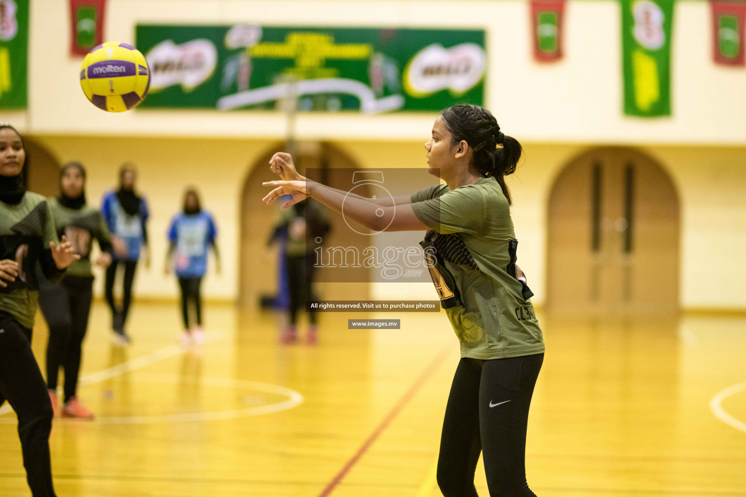 Green Streets vs Mahibadhoo Sports Club in the Semi Finals of Milo National Netball Tournament 2021 held on 3 December 2021 in Male', Maldives, Photos by Maanish