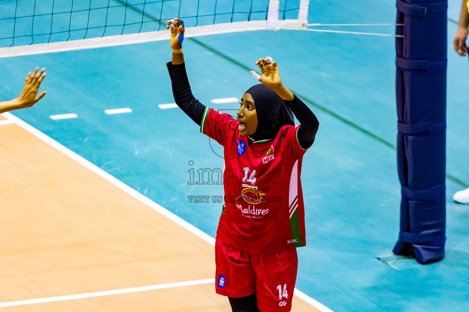 Sri Lanka vs Maldives in Semi Final of CAVA U20 Woman's Volleyball Championship 2024 was held in Social Center, Male', Maldives on 22nd July 2024. Photos: Nausham Waheed / images.mv