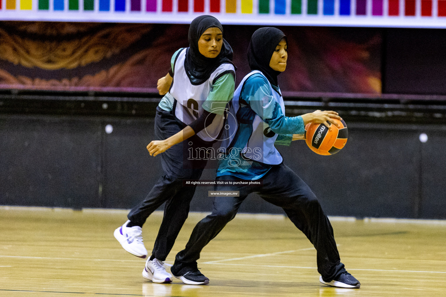 Day 9 of 24th Interschool Netball Tournament 2023 was held in Social Center, Male', Maldives on 4th November 2023. Photos: Hassan Simah / images.mv