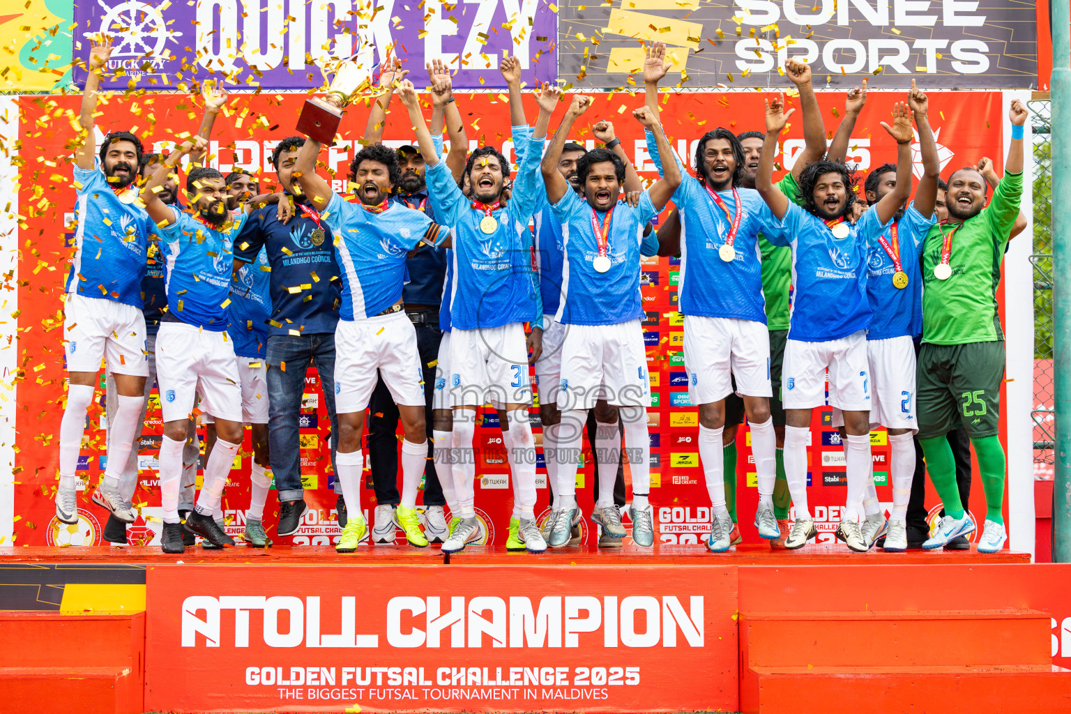Sh Kanditheemu vs Sh Milandhoo in Day 21 of Golden Futsal Challenge 2025 was held on Saturday , 25th January 2025, in Hulhumale', Maldives.
Photos: Ismail Thoriq / images.mv
