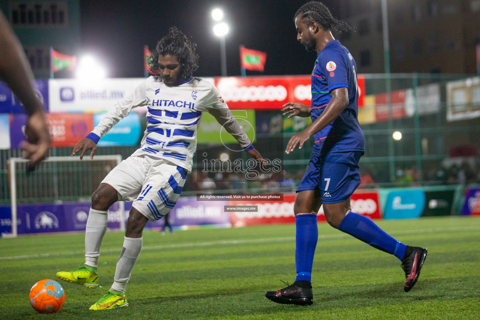 STO RC Vs Team Fenaka in the Quarter Finals of Club Maldives 2021 held in Hulhumale, Maldives on 13 December 2021. Photos: Nasam Thaufeeq