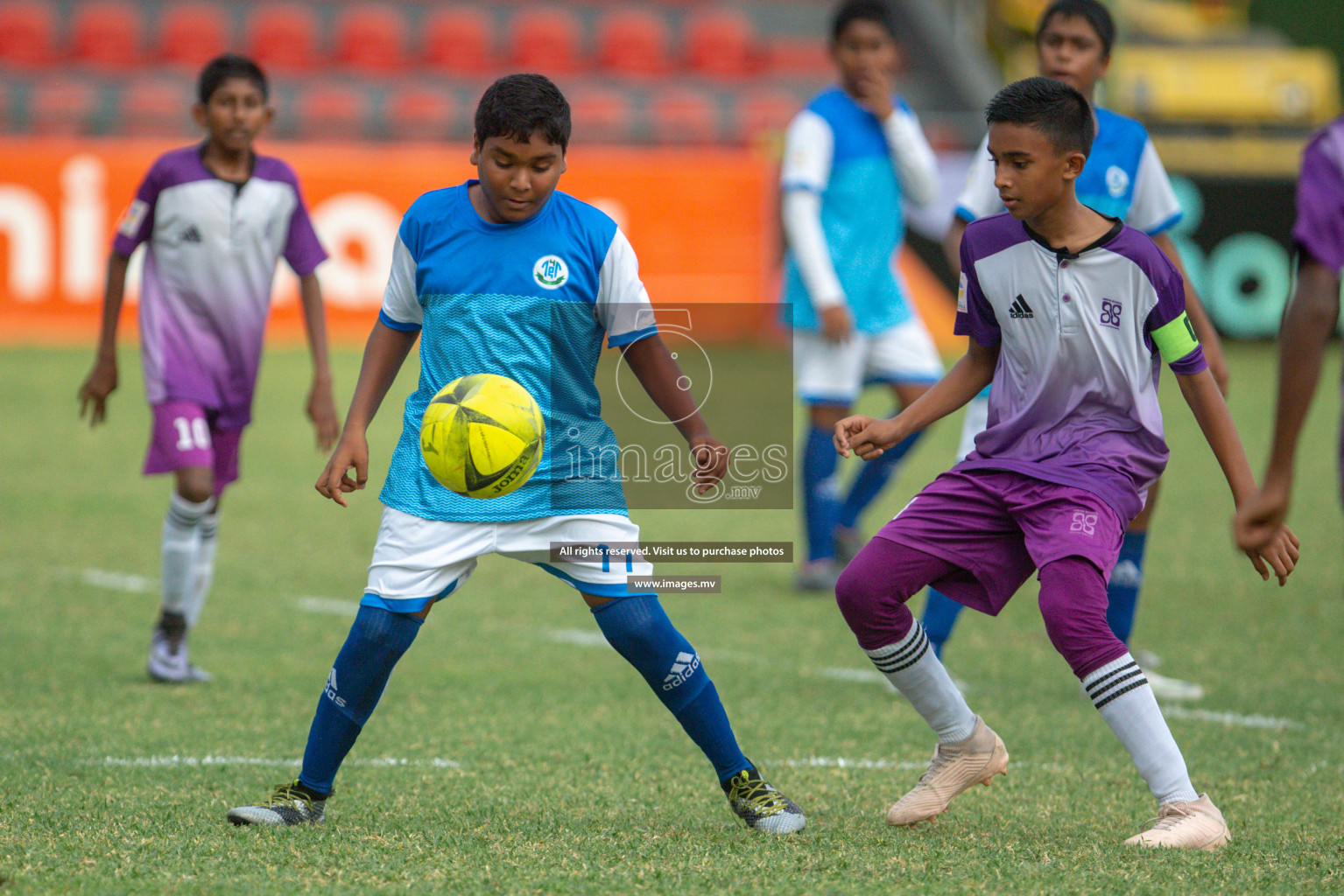 Hiriya School vs LH.EDU.CENTRE in MAMEN Inter School Football Tournament 2019 (U13) in Male, Maldives on 19th April 2019 Photos: Hassan Simah/images.mv