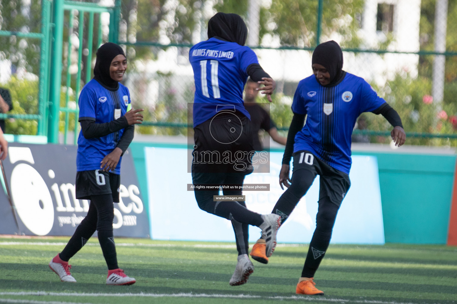 Maldives Ports Limited vs Dhivehi Sifainge Club in the semi finals of 18/30 Women's Futsal Fiesta 2019 on 27th April 2019, held in Hulhumale Photos: Hassan Simah / images.mv