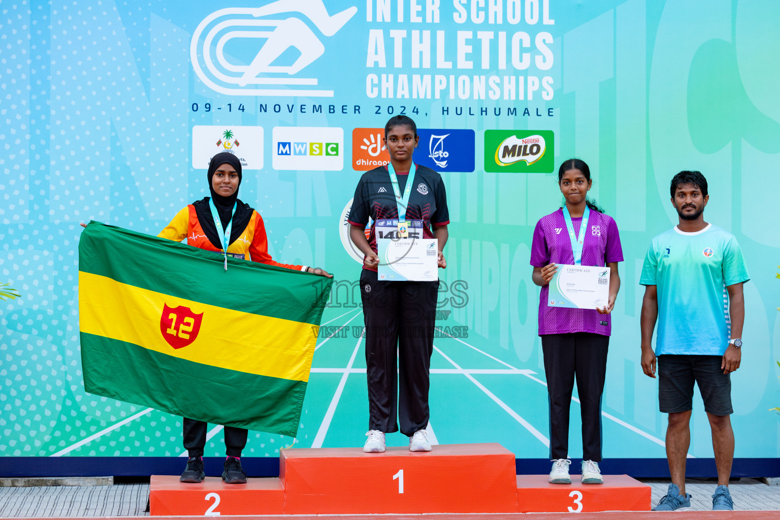 Day 2 of MWSC Interschool Athletics Championships 2024 held in Hulhumale Running Track, Hulhumale, Maldives on Sunday, 10th November 2024. 
Photos by: Hassan Simah / Images.mv