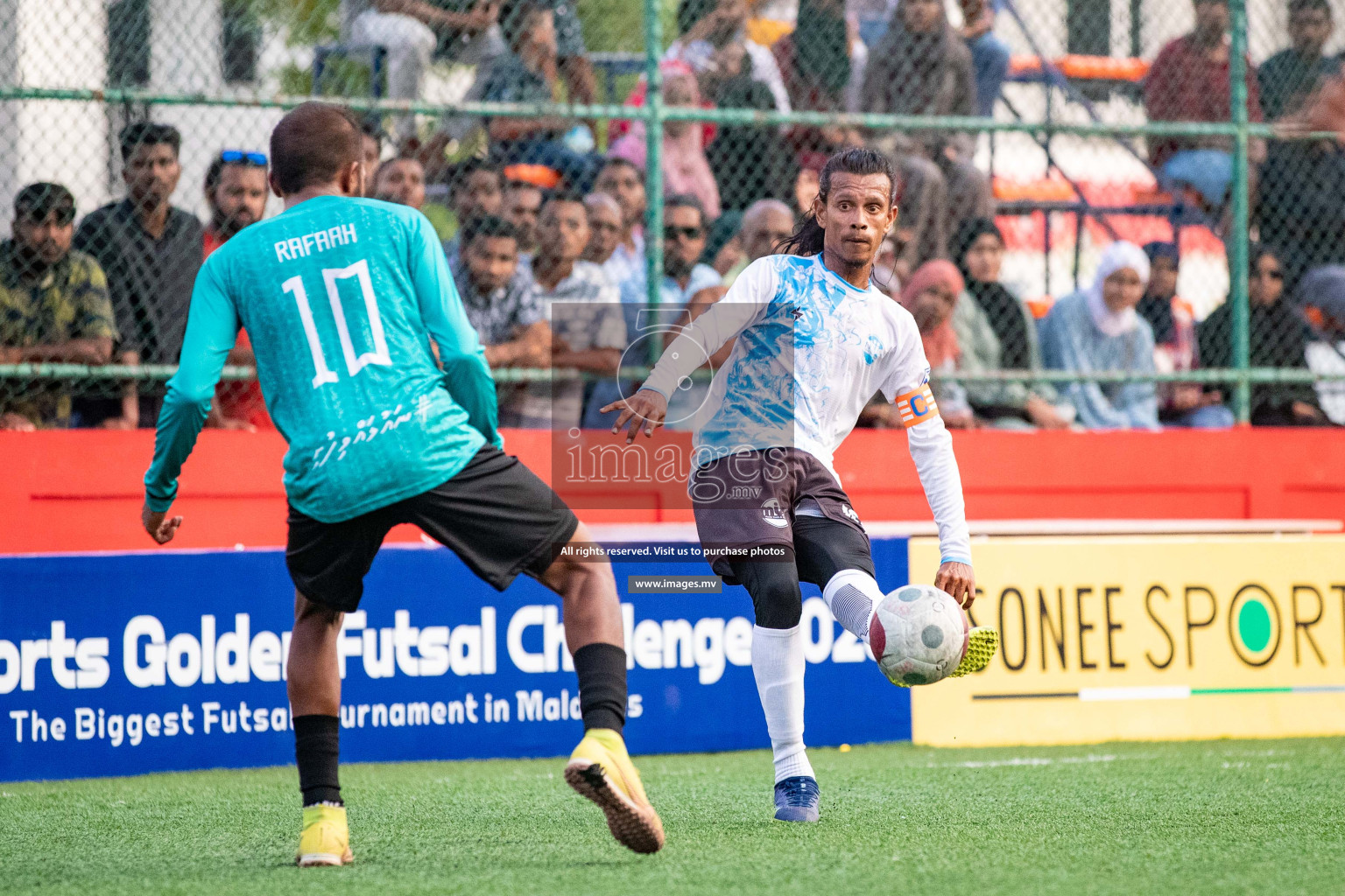 M. Naalaafushi vs M. Mulak in Day 6 of Golden Futsal Challenge 2023 on 10 February 2023 in Hulhumale, Male, Maldives