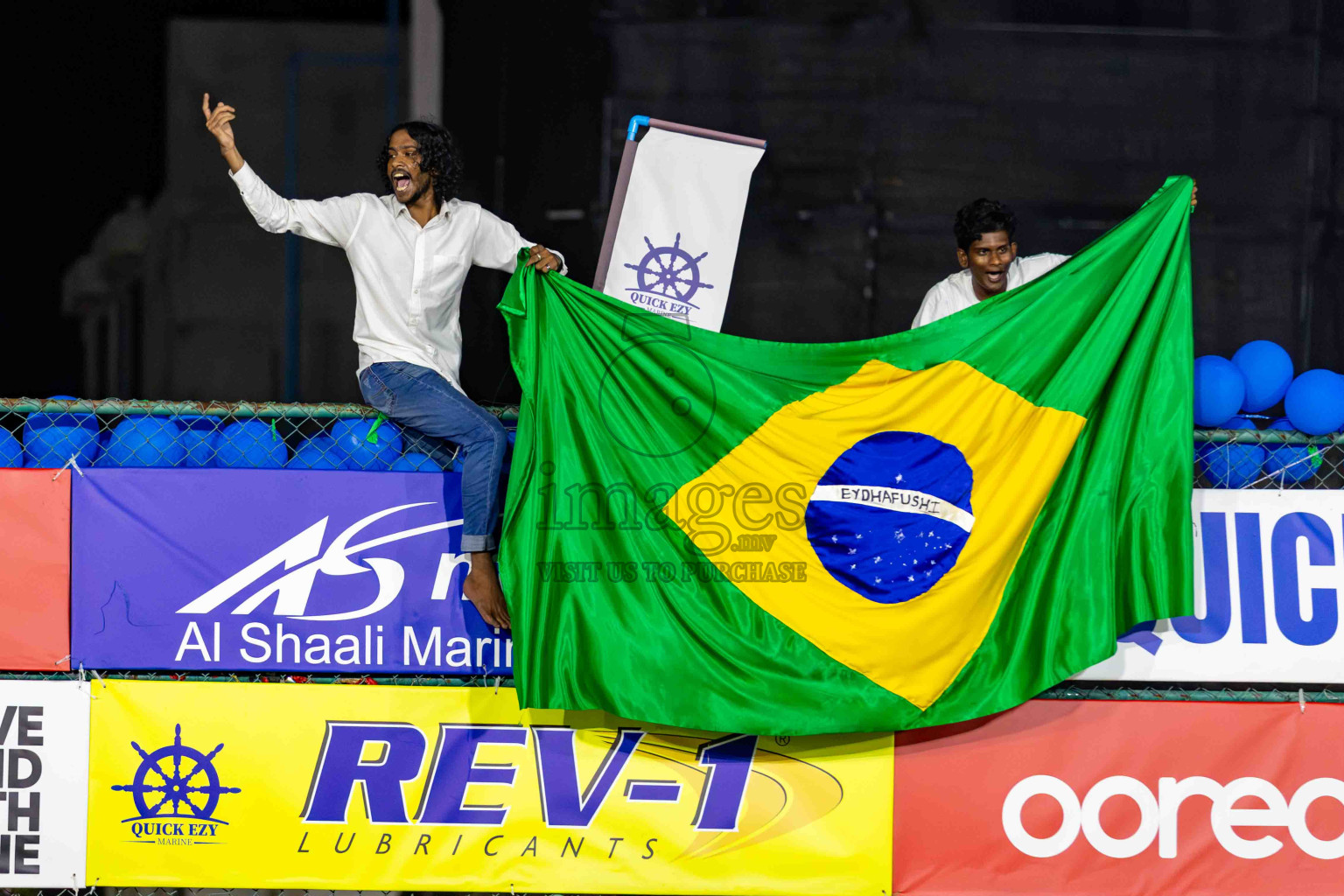 L. Gan VS B. Eydhafushi in the Finals of Golden Futsal Challenge 2024 which was held on Thursday, 7th March 2024, in Hulhumale', Maldives. 
Photos: Hassan Simah / images.mv