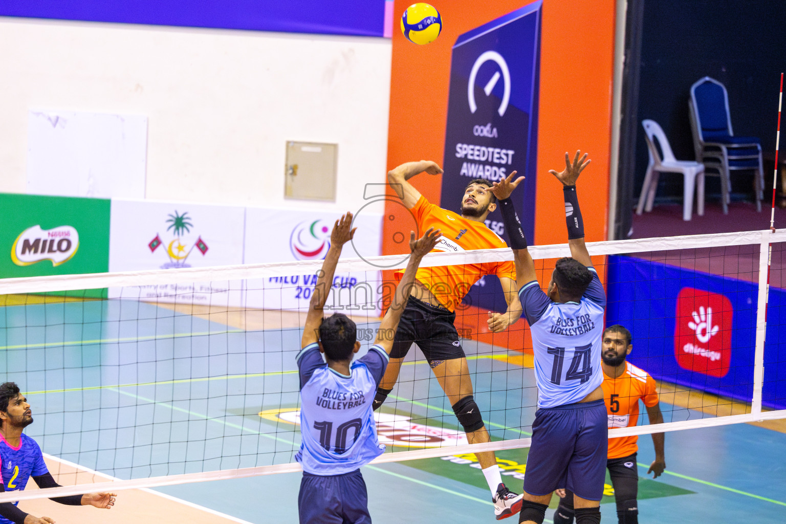 Sports Club City vs Blues for Volleyball in Day 2 of MILO VAM Cup 2025 held in Male', Maldives on Thursday, 26th June2025 at Social Center Indoor Hall 
Photos By: Ismail Thoriq / images.mv