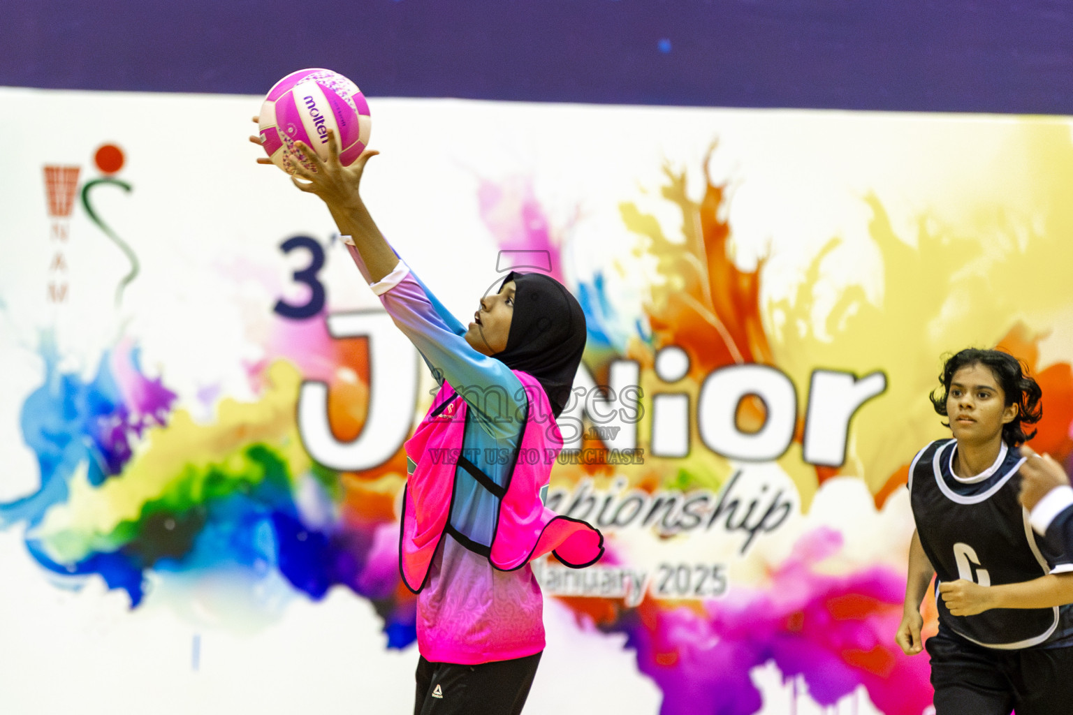 AIS Netball Academy vs MV Netters Academy in Day 6 of 3rd Netball Junior Championship, held at Social Center on Friday 24th January 2025 . Photos: Shuu Abdul Sattar / images.mv