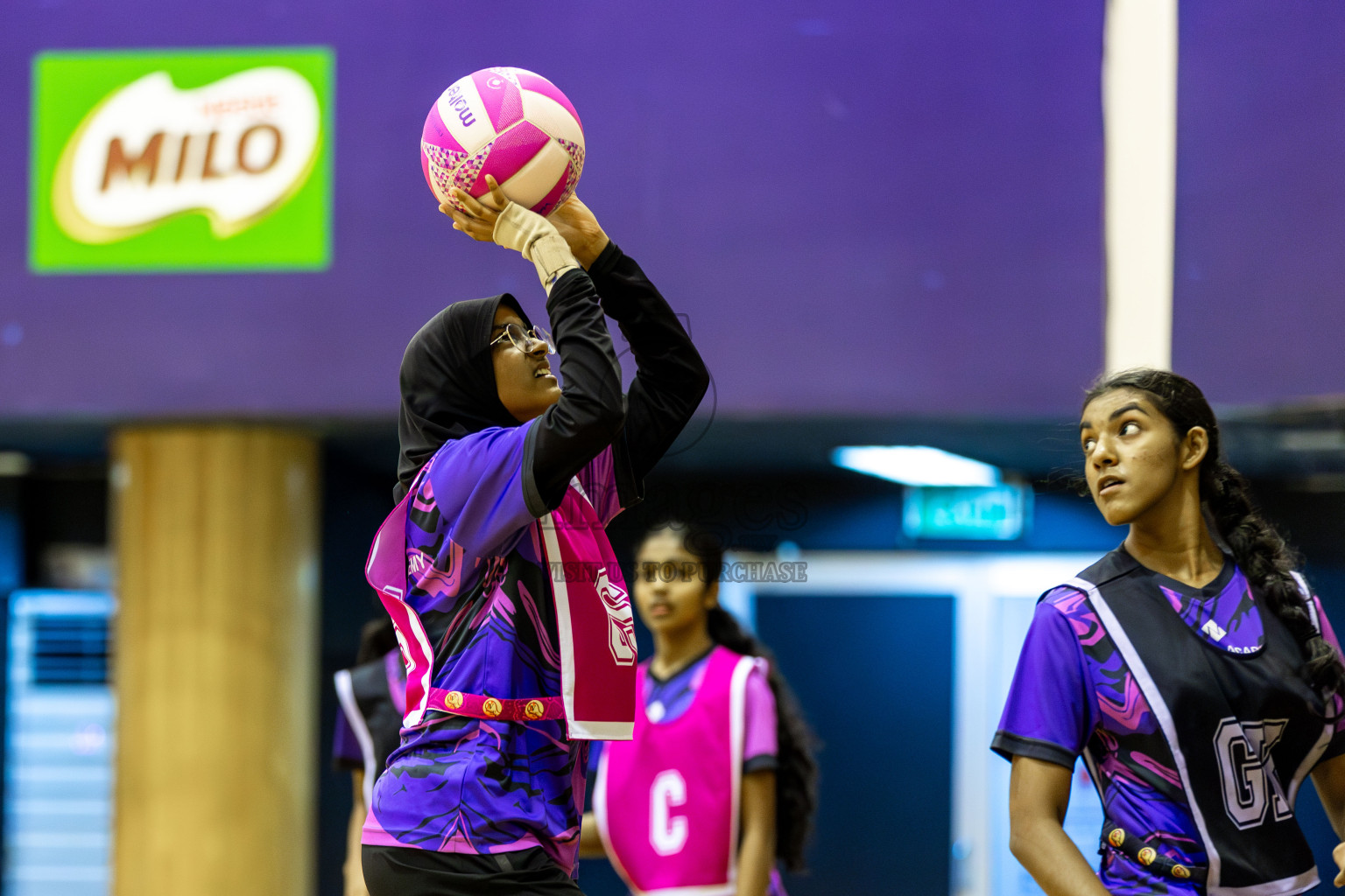 N Sports Academy B vs N Sports Academy A in Day 6 of 3rd Netball Junior Championship, held at Social Center on Friday 24th January 2025 . Photos: Shuu Abdul Sattar / images.mv