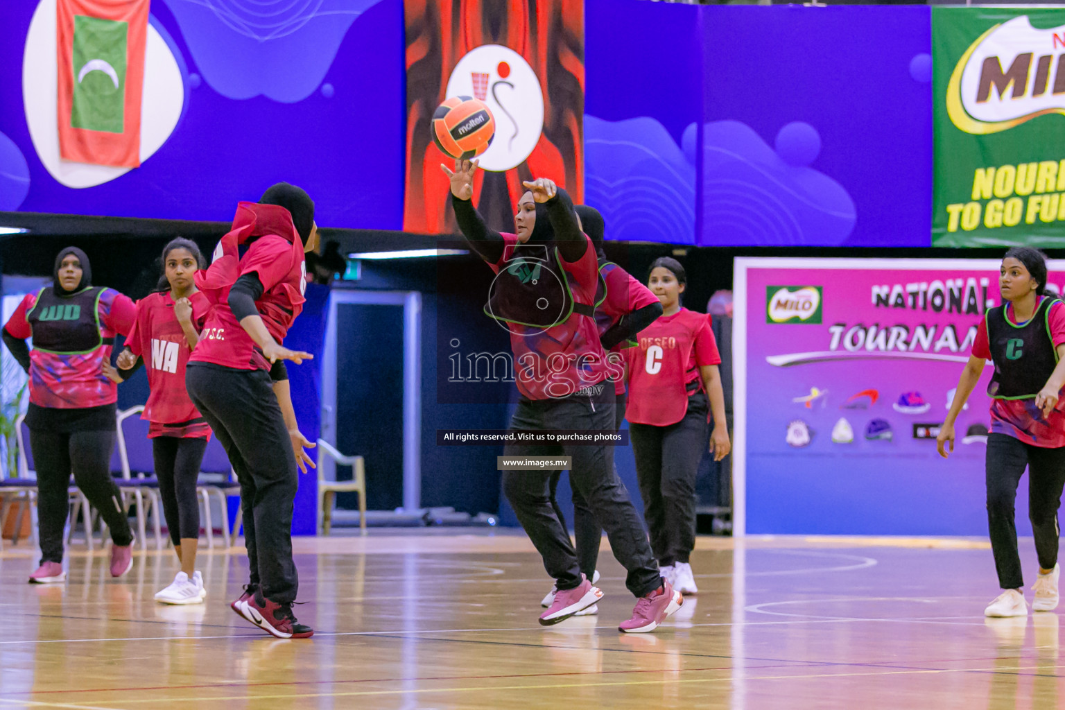 Lorenzo Sports Club vs United Unity Sports Club in the Milo National Netball Tournament 2022 on 17 July 2022, held in Social Center, Male', Maldives. Photographer: Ahmed Dhaadh / Images.mv