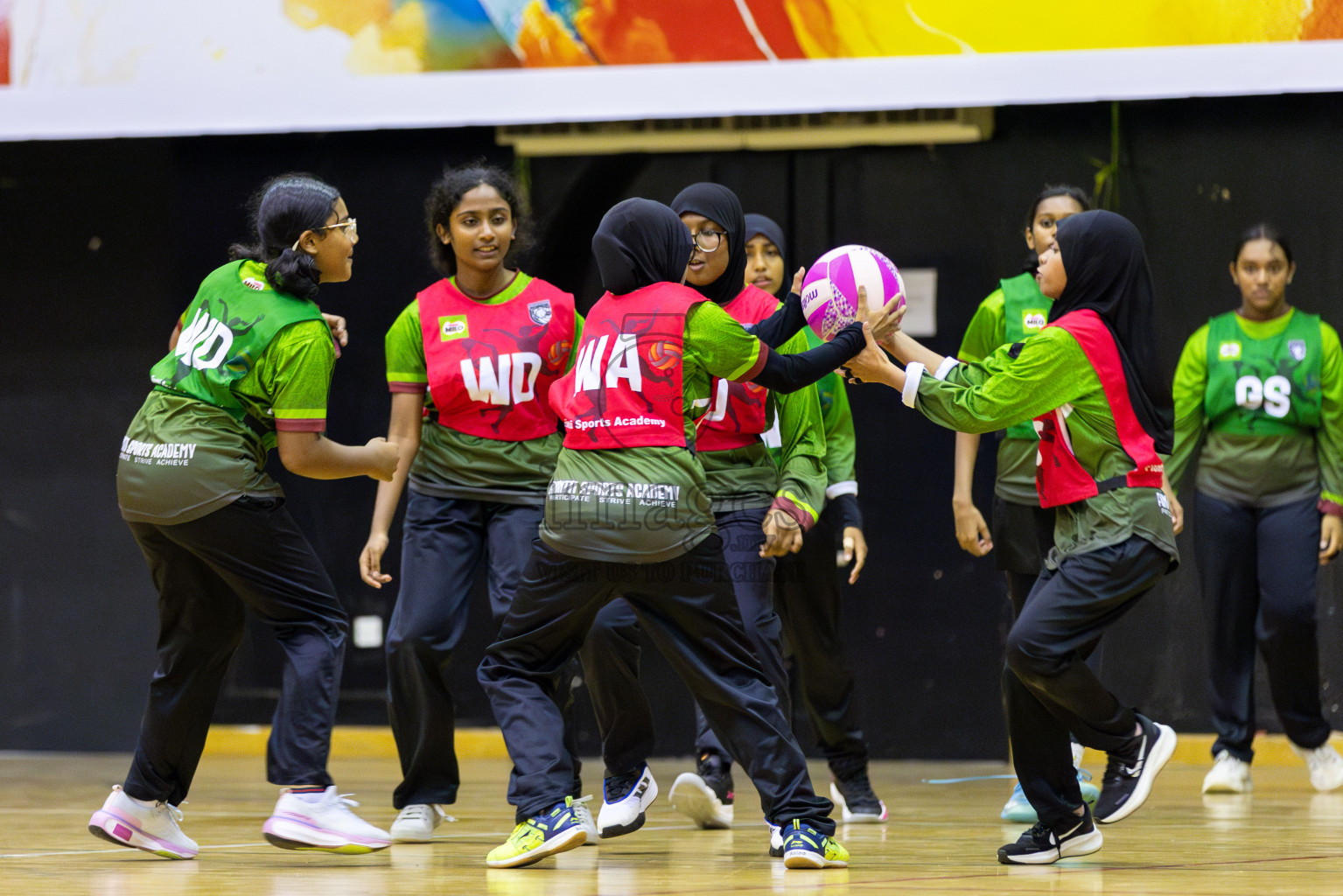 FIONTI Sports Club vs FIONTI Sports Academy  (U13) in Day 1 of 3rd Junior Championship - Netball association of Maldives, held at Social Center on 19th January 2025 . Photos by Shuu Abdul Sattar / Images.mv