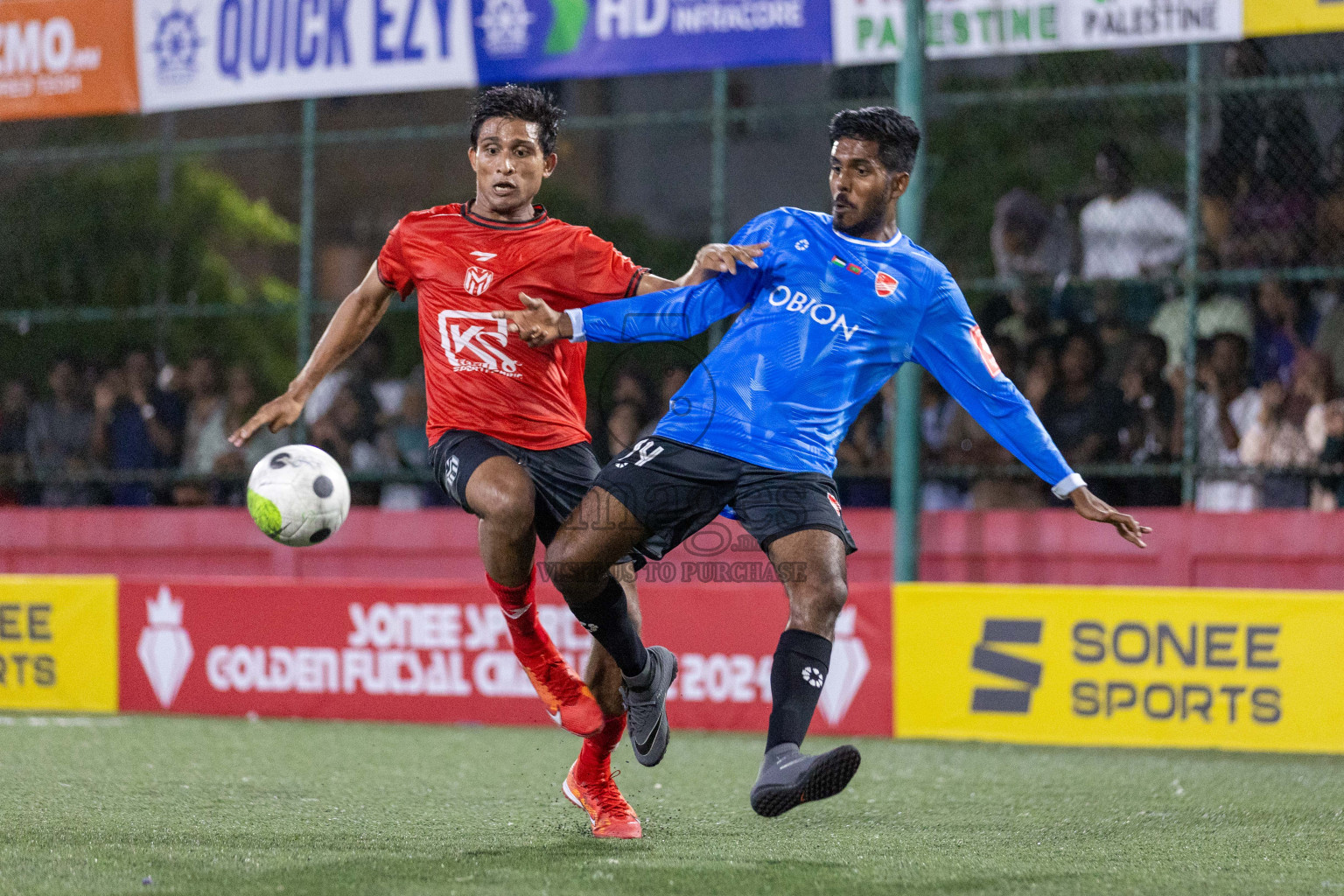 Dh Maaenbodhoo vs Dh Kudahuvadhoo in Day 4 of Golden Futsal Challenge 2024 was held on Thursday, 18th January 2024, in Hulhumale', Maldives Photos: Nausham Waheed / images.mv