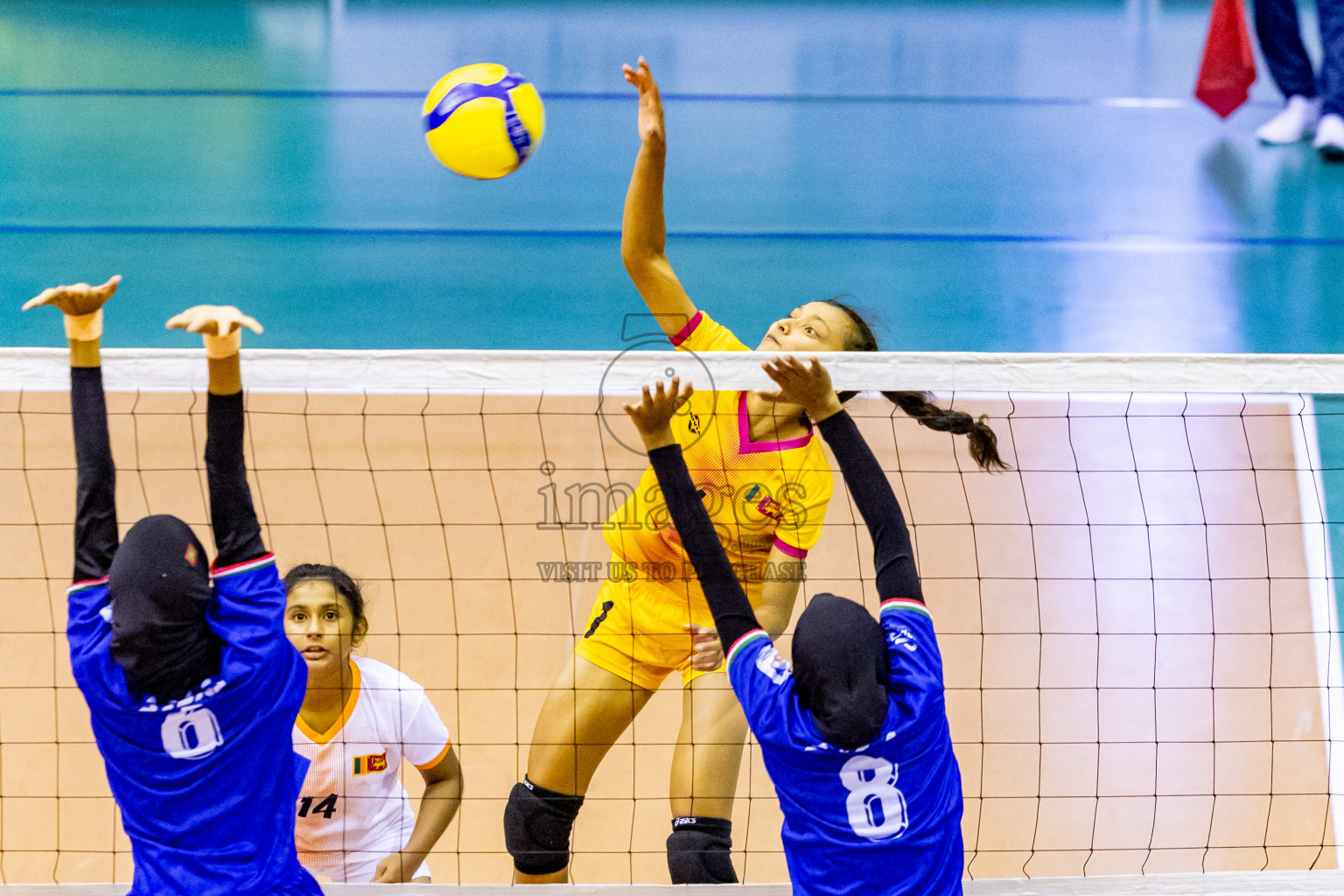 Maldives vs Sri Lanka in Day 2 of CAVA U20 Woman's Volleyball Championship 2024 was held in Social Center, Male', Maldives on 19th July 2024. Photos: Nausham Waheed / images.mv