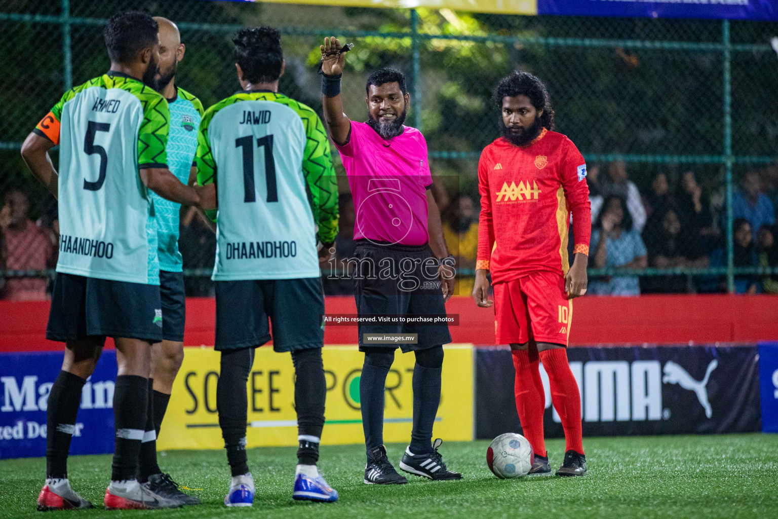 GA. Kondey vs GA. Dhaandhoo in Day 7 of Golden Futsal Challenge 2023 on 11 February 2023 in Hulhumale, Male, Maldives