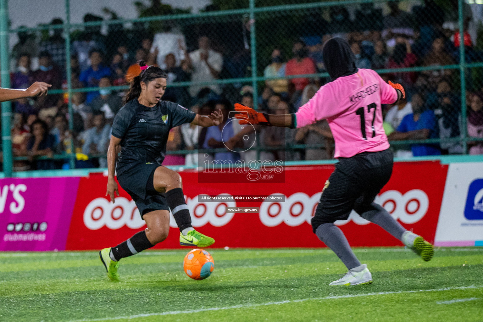 Club WAMCO vs DSC in the Semi Finals of 18/30 Women's Futsal Fiesta 2021 held in Hulhumale, Maldives on 14th December 2021. Photos: Ismail Thoriq / images.mv