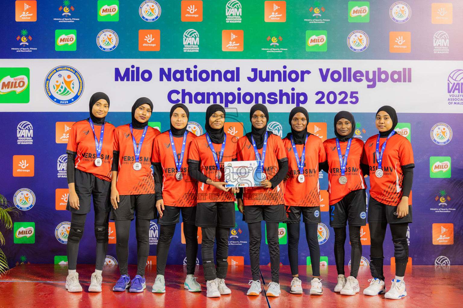 Villingili Z Jamiyya vs Club Volleyball in the Finals of Milo National Junior Volleyball Championship 2025 Woman's Division was held on Sunday, 30th November 2025 at Ekuveni Turf Court Male', Maldives. Photos: Areef Adam / images.mv