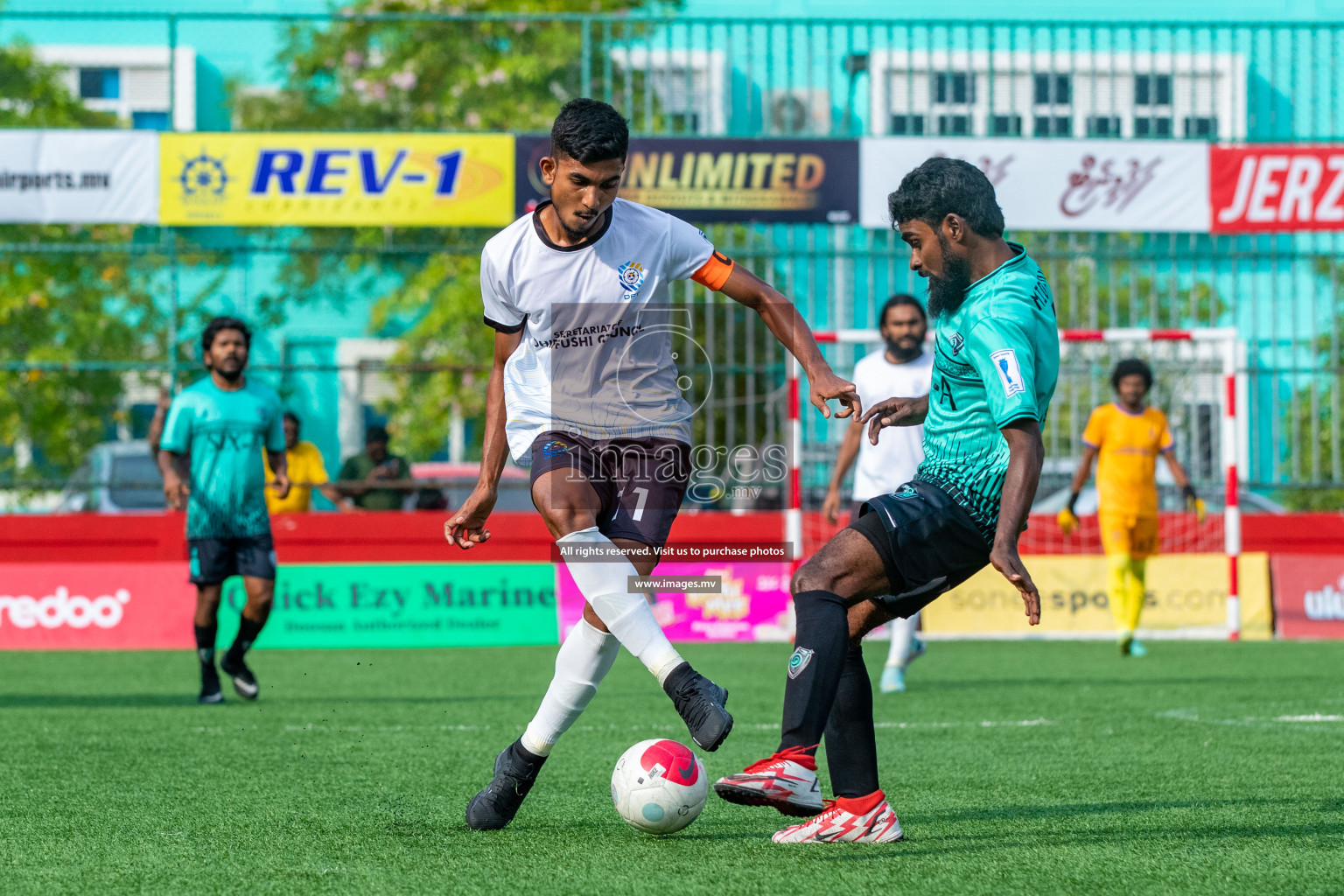 K. Dhiffushi vs K. Thulusdhoo in Day 6 of Golden Futsal Challenge 2023 on 10 February 2023 in Hulhumale, Male, Maldives