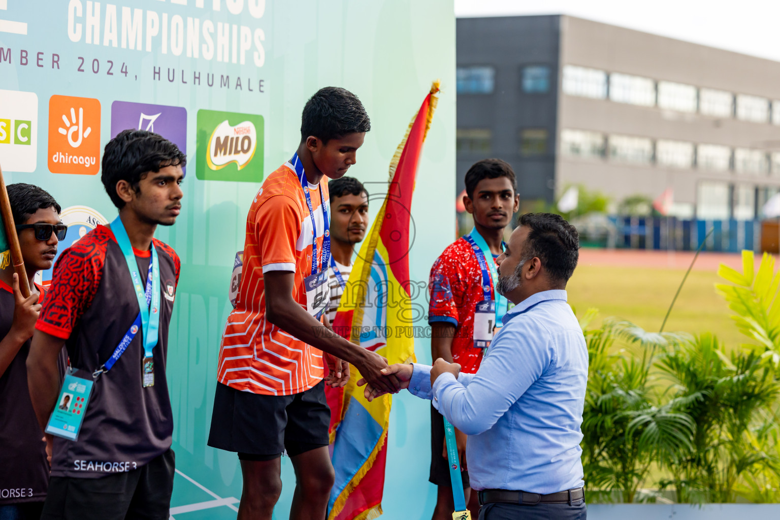 Day 6 of MWSC Interschool Athletics Championships 2024 held in Hulhumale Running Track, Hulhumale, Maldives on Thursday, 14th November 2024. Photos by: Nausham Waheed / Images.mv