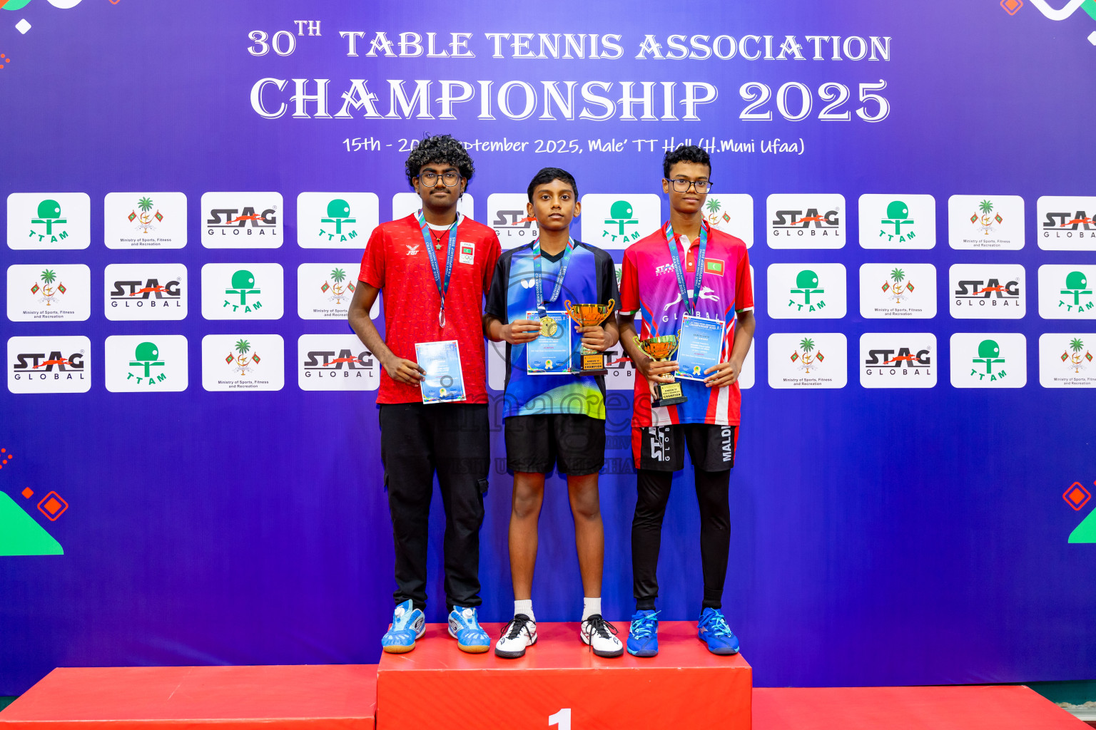 Finals of 30th Table Tennis Association Championship 2025 was held on Saturday, 20th September 2025 in Male' TT Hall, Male', Maldives. Photos: Nausham Waheed / images.mv